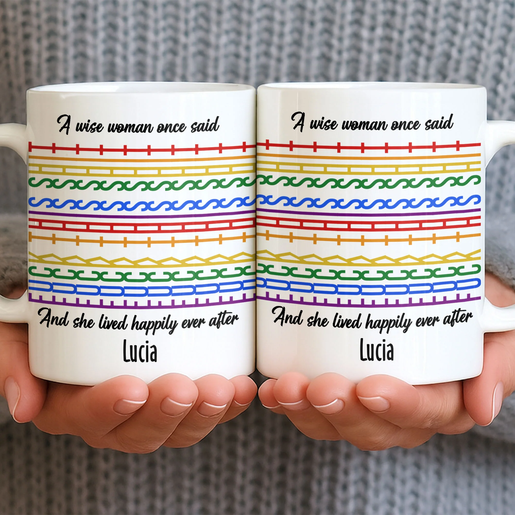 A Wise Woman Once Said Happily Ever After Colorful Embroidery Pattern - Personalized Custom Coffee Mug - DTG039_MG - Image 6