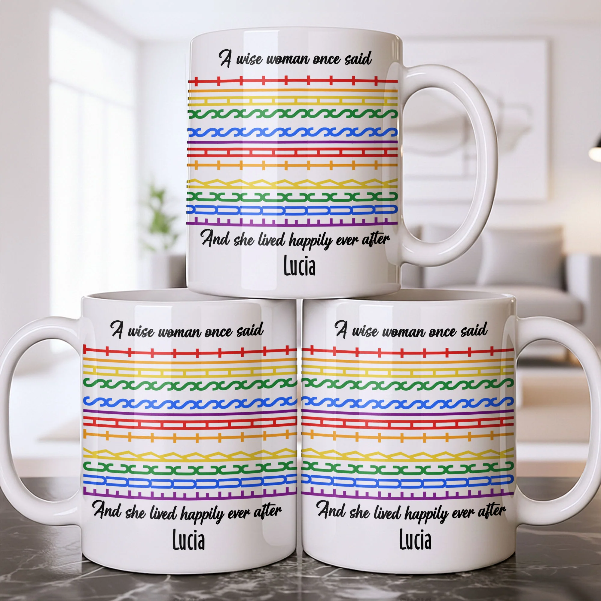 A Wise Woman Once Said Happily Ever After Colorful Embroidery Pattern - Personalized Custom Coffee Mug - DTG039_MG - Image 8