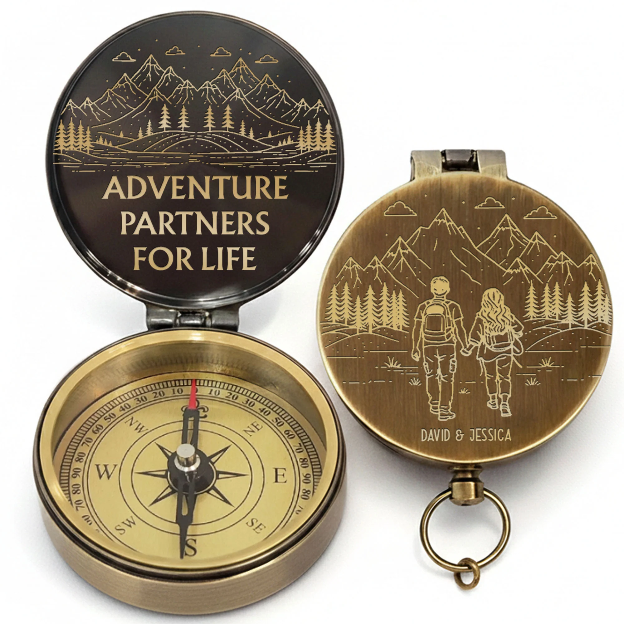 Adventure Partners For Life Mountains And Hiking Couple Engraved Brass Compass - Personalized Engraved Brass Compass - CPL839_ECPASS - Image 11