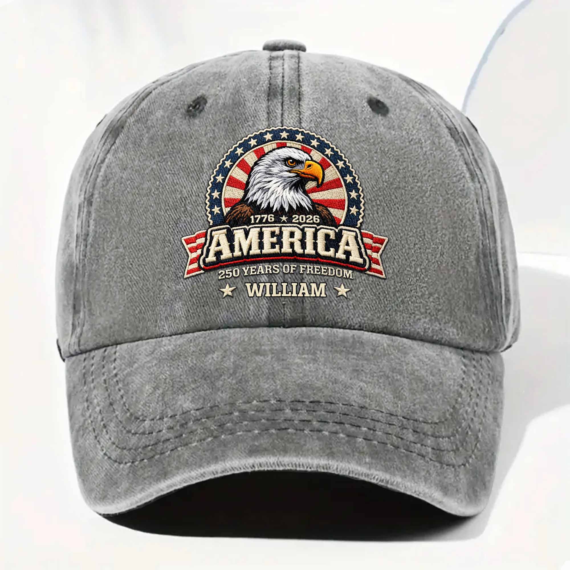 America Years Of Freedom Bald Eagle Shield - Personalized Custom Washed Denim Cap - INDE101_WDCAP - Image 12
