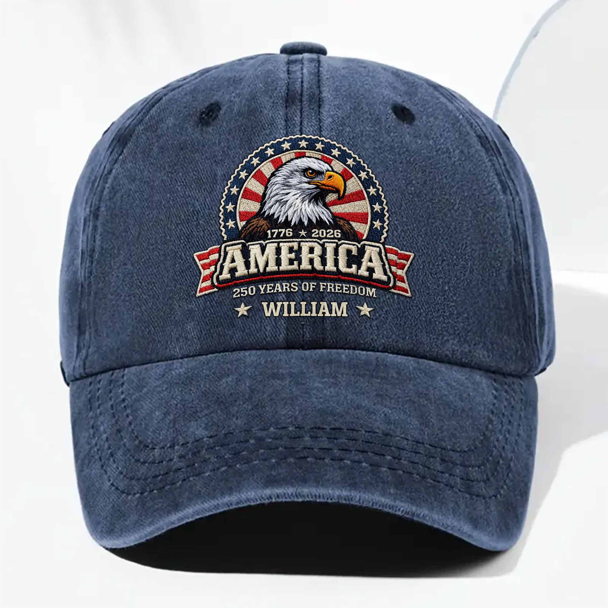 America Years Of Freedom Bald Eagle Shield - Personalized Custom Washed Denim Cap - INDE101_WDCAP - Image 13