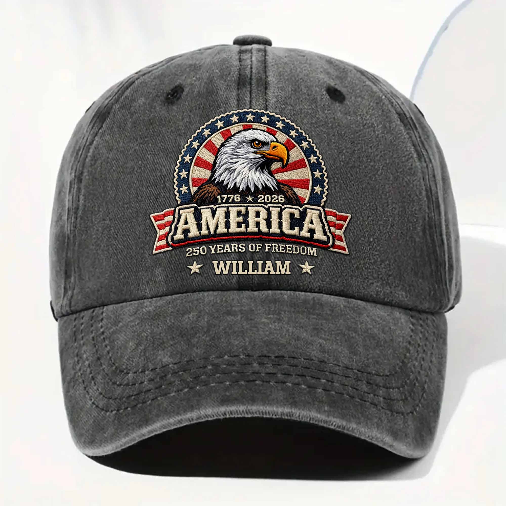 America Years Of Freedom Bald Eagle Shield - Personalized Custom Washed Denim Cap - INDE101_WDCAP - Image 6