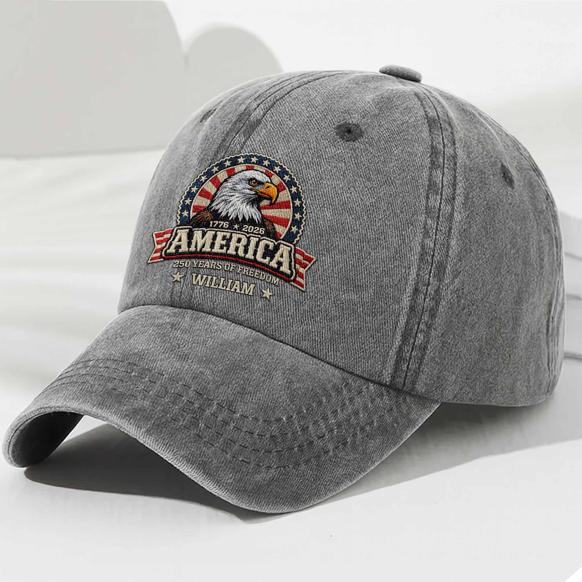 America Years Of Freedom Bald Eagle Shield - Personalized Custom Washed Denim Cap - INDE101_WDCAP - Image 8
