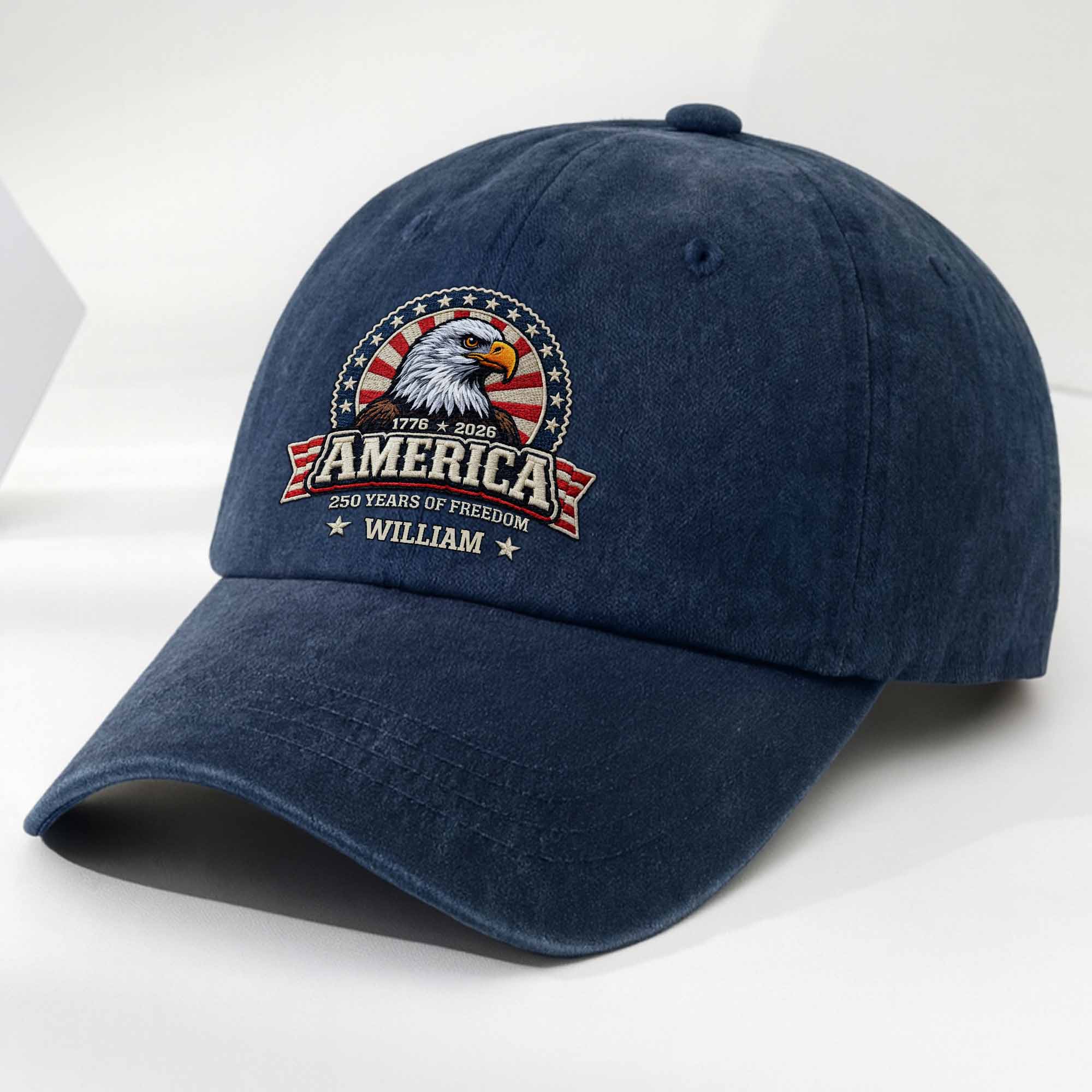 America Years Of Freedom Bald Eagle Shield - Personalized Custom Washed Denim Cap - INDE101_WDCAP - Image 9