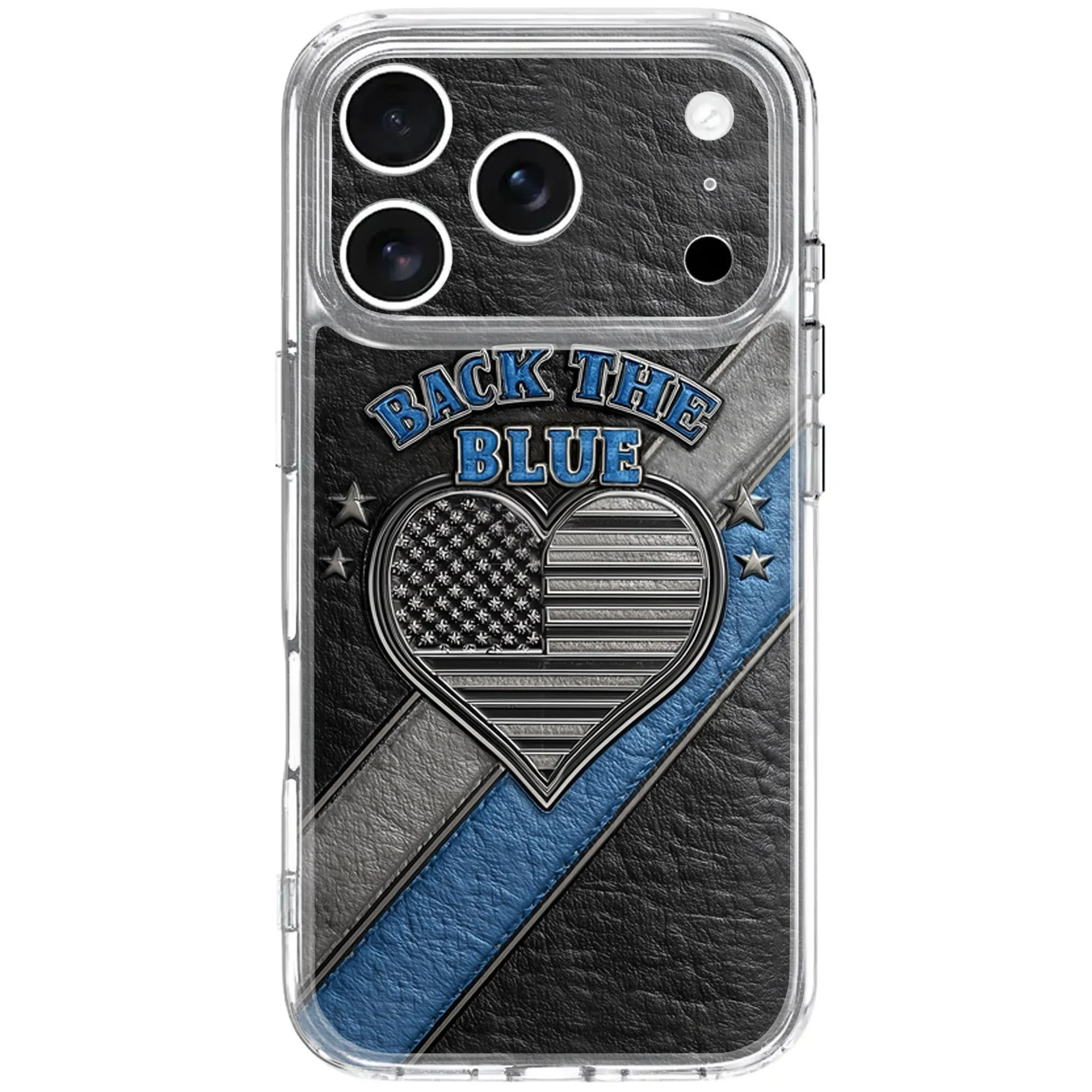 Back The Blue American Flag Heart Thin Blue Line Design - Personalized Clear Phone Case - OFC059_PHC - Image 7