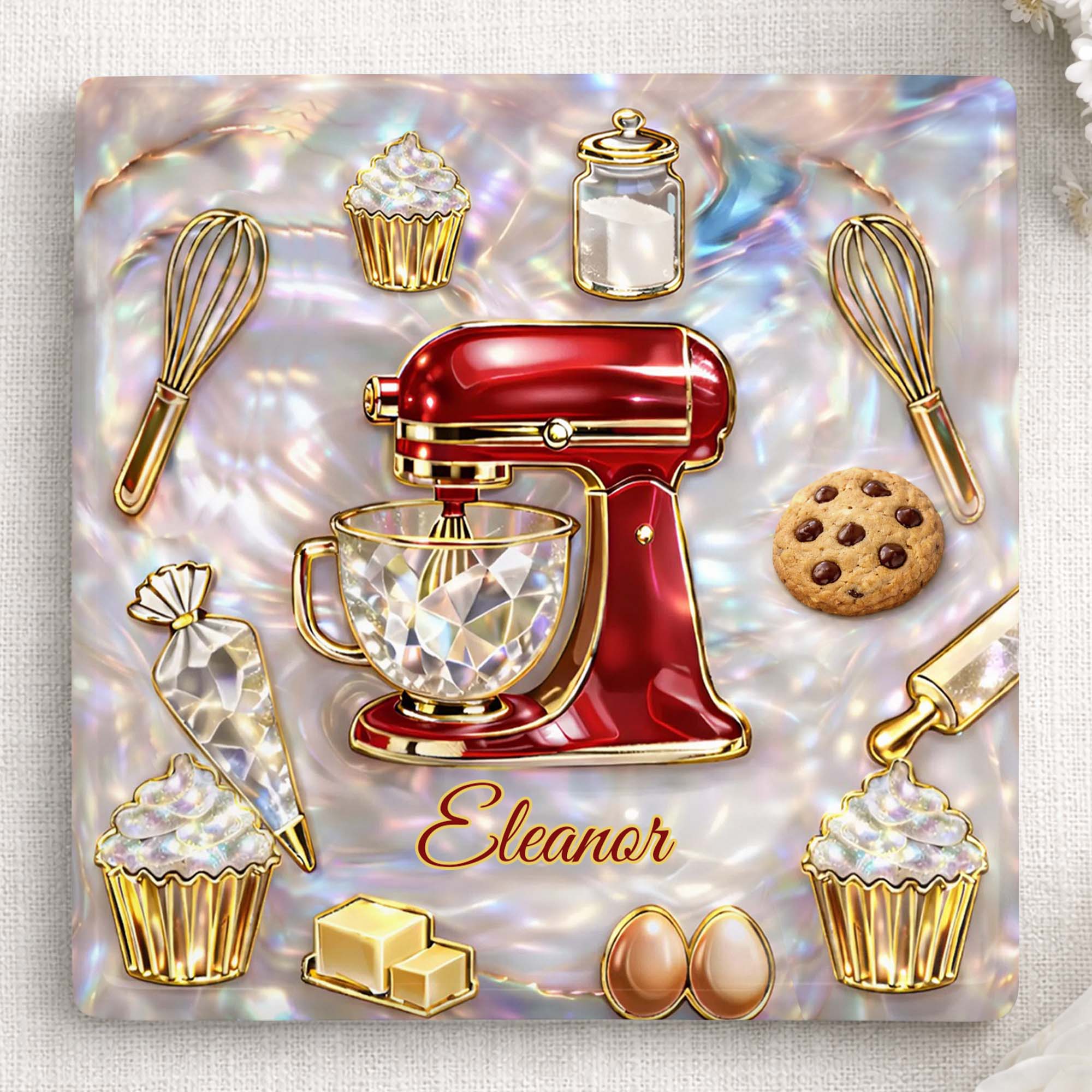 Baking Is A Work Of Heart Stand Mixer And Cupcakes Design - Personalized Custom Ceramic Coaster, Square Shape - HOB048_SOCO - Image 13