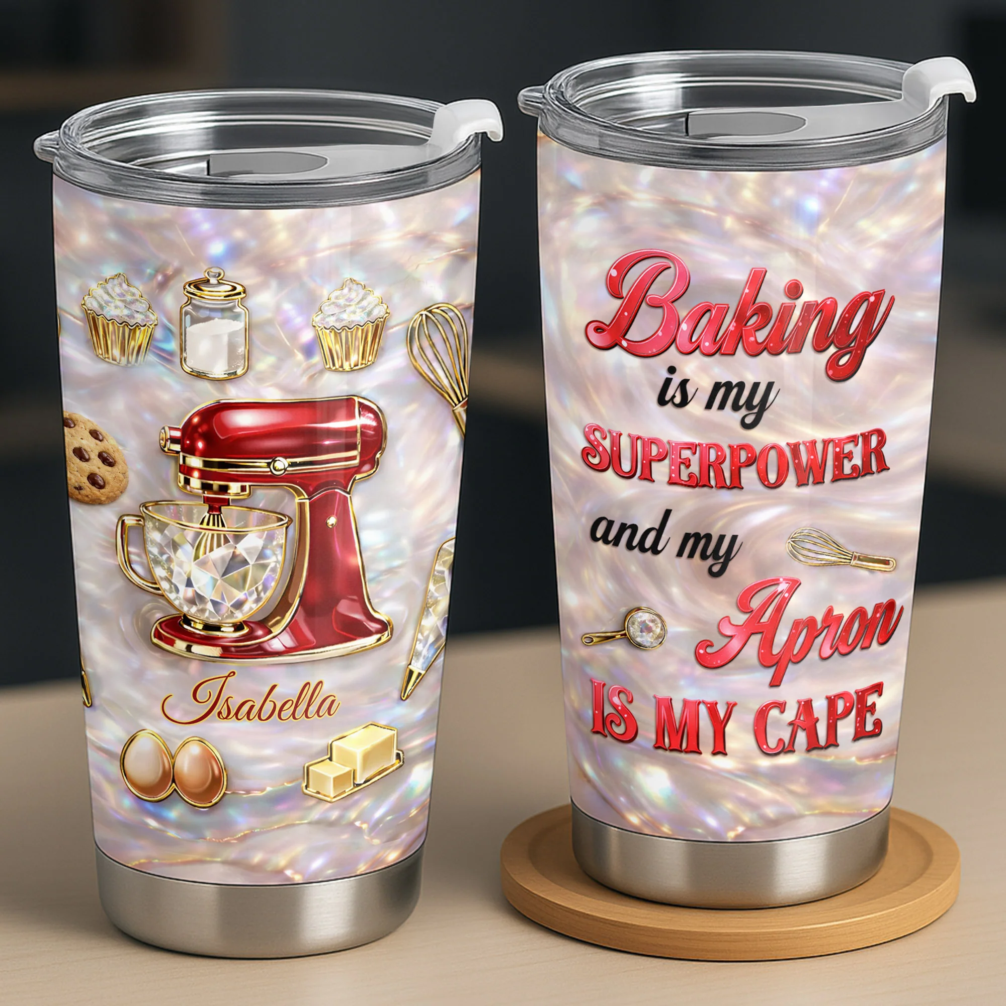 Baking With Love Red Stand Mixer And Cupcakes - Personalized Custom Stainless Steel Tumbler 20oz 30oz - HOB130_TB - Image 10