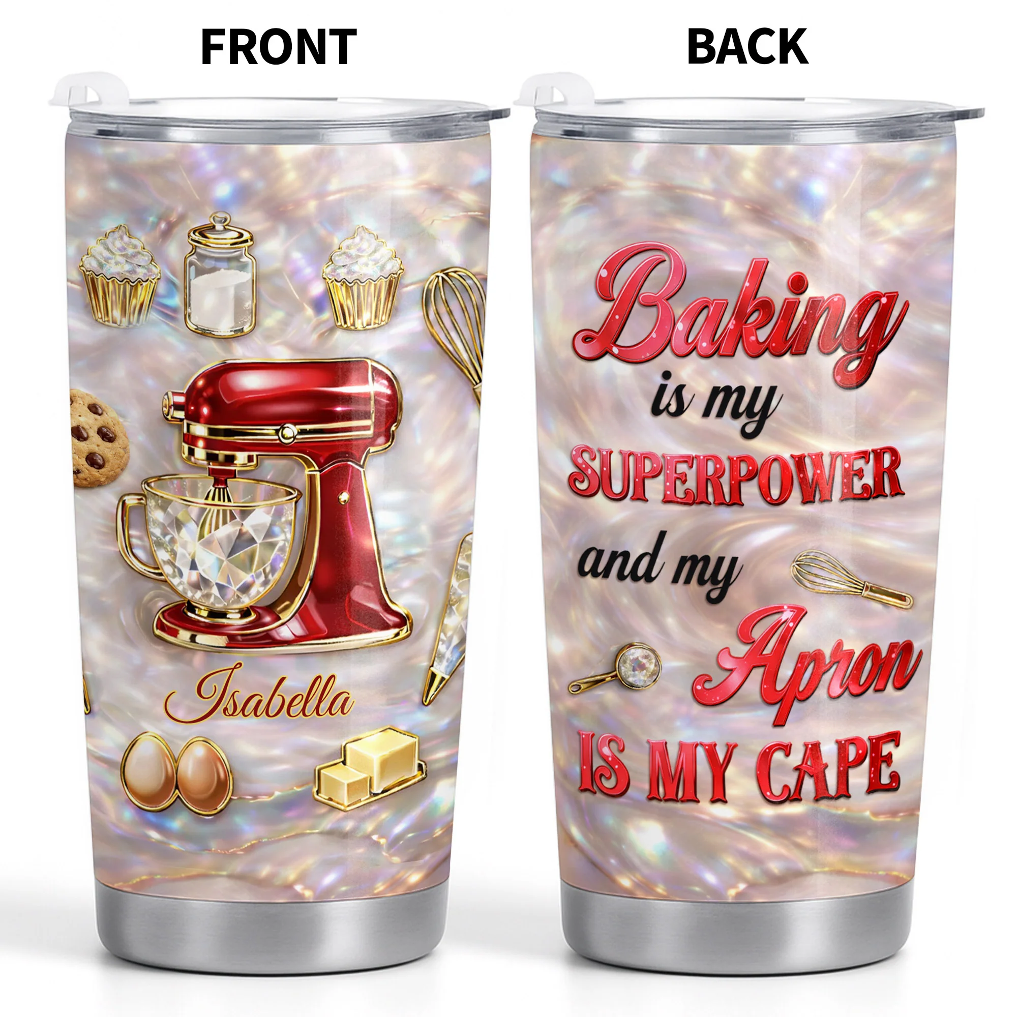 Baking With Love Red Stand Mixer And Cupcakes - Personalized Custom Stainless Steel Tumbler 20oz 30oz - HOB130_TB - Image 11