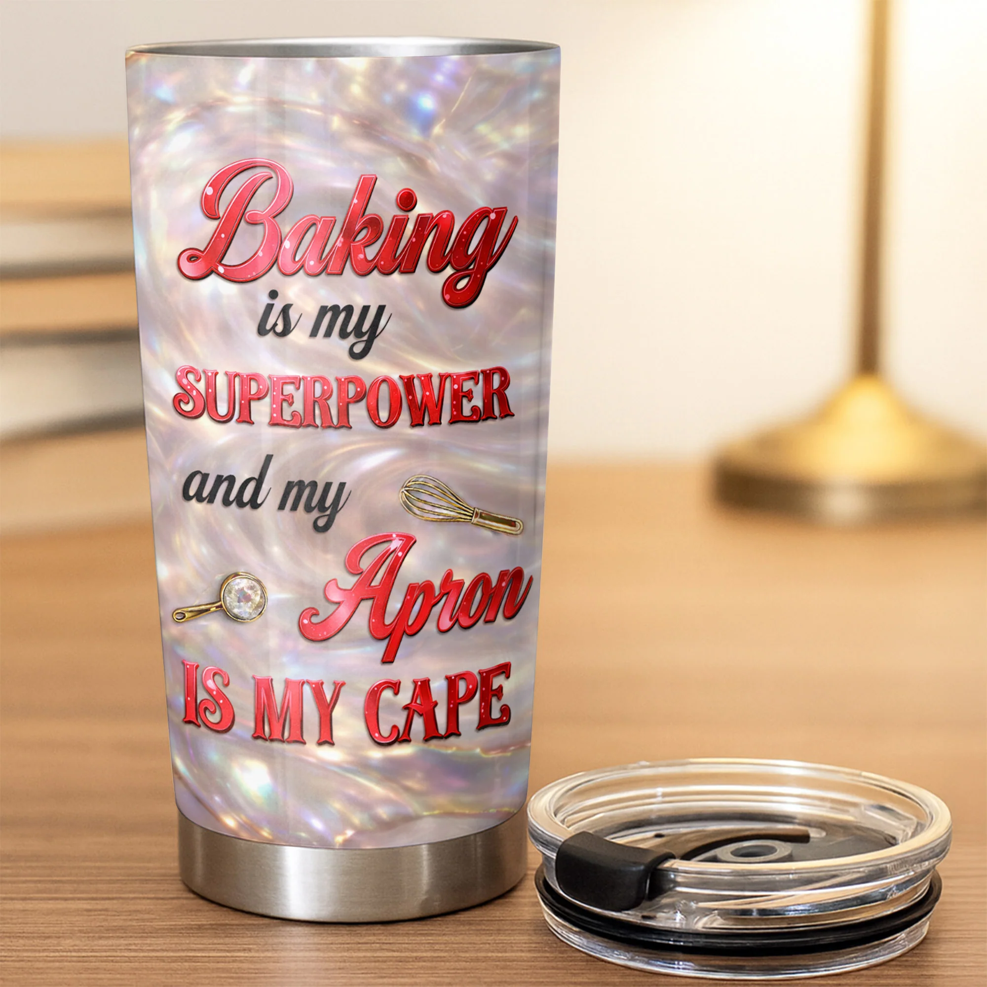 Baking With Love Red Stand Mixer And Cupcakes - Personalized Custom Stainless Steel Tumbler 20oz 30oz - HOB130_TB - Image 3