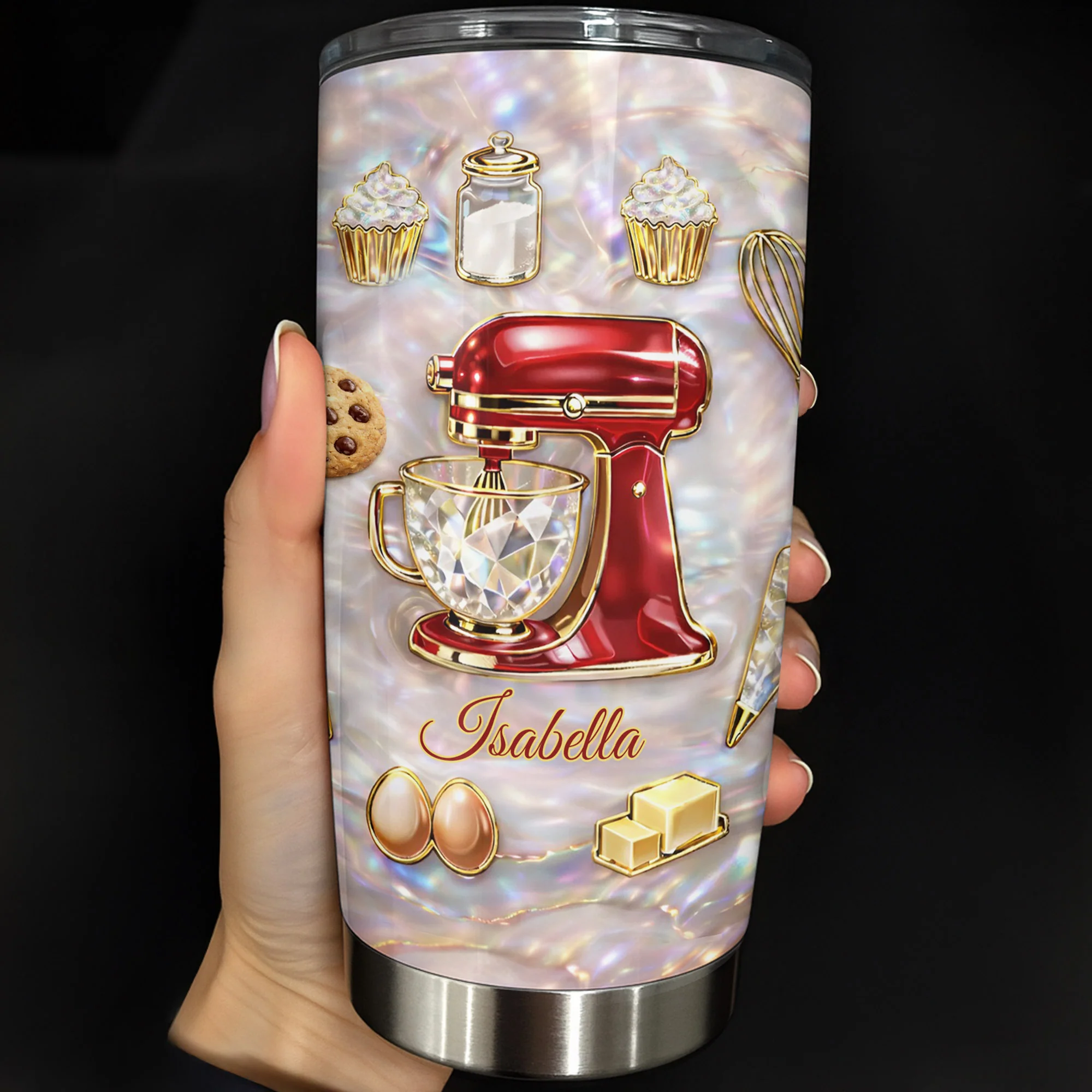 Baking With Love Red Stand Mixer And Cupcakes - Personalized Custom Stainless Steel Tumbler 20oz 30oz - HOB130_TB - Image 4