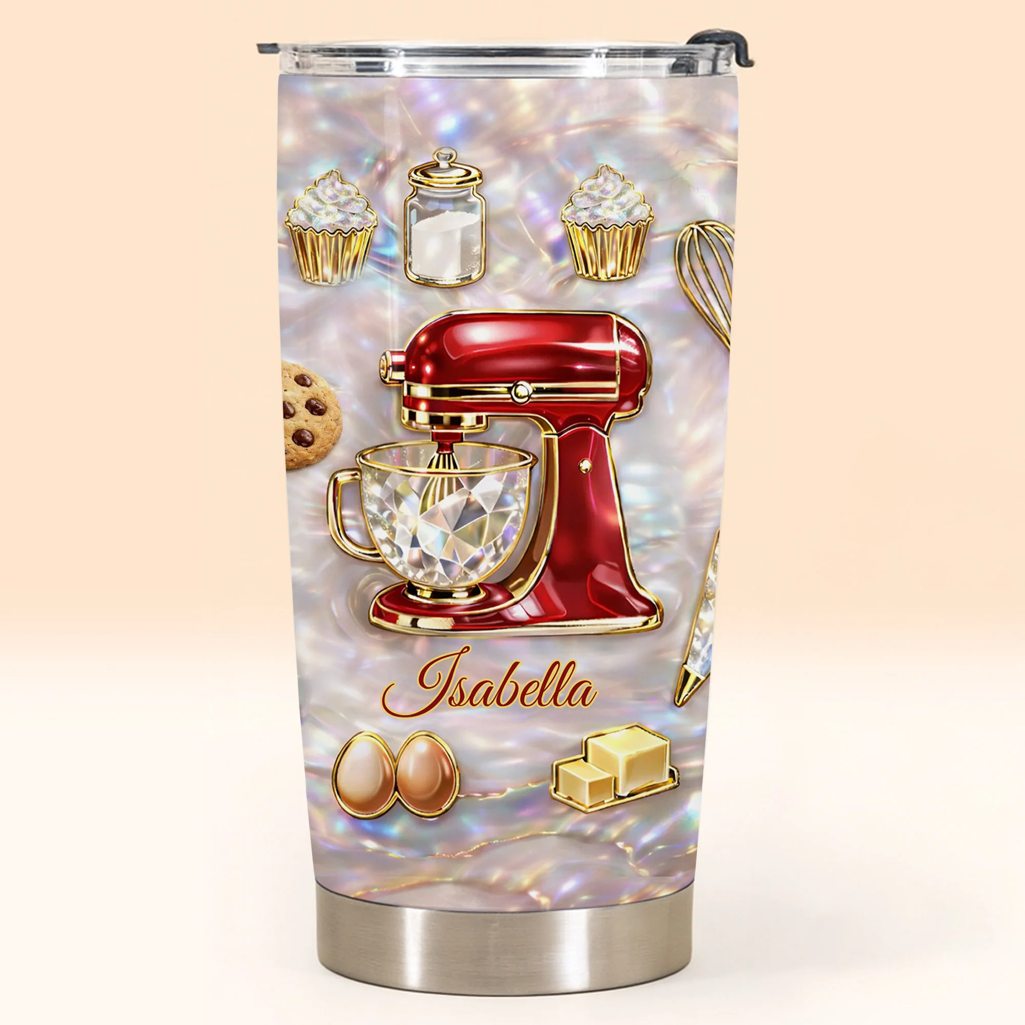 Baking With Love Red Stand Mixer And Cupcakes - Personalized Custom Stainless Steel Tumbler 20oz 30oz - HOB130_TB - Image 6