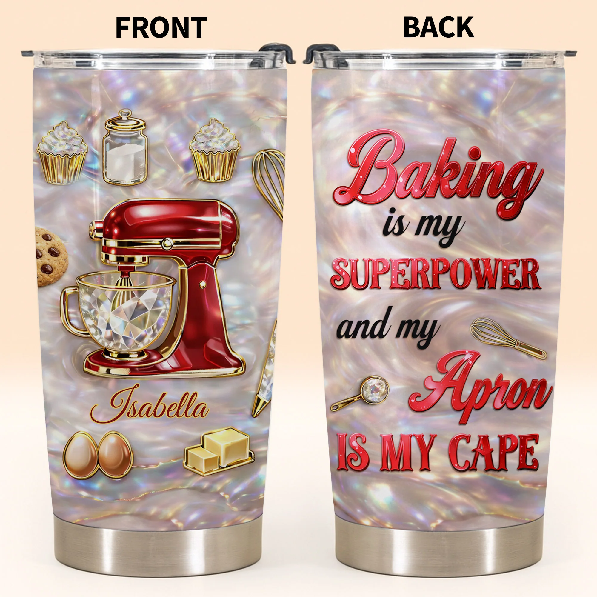 Baking With Love Red Stand Mixer And Cupcakes - Personalized Custom Stainless Steel Tumbler 20oz 30oz - HOB130_TB - Image 7