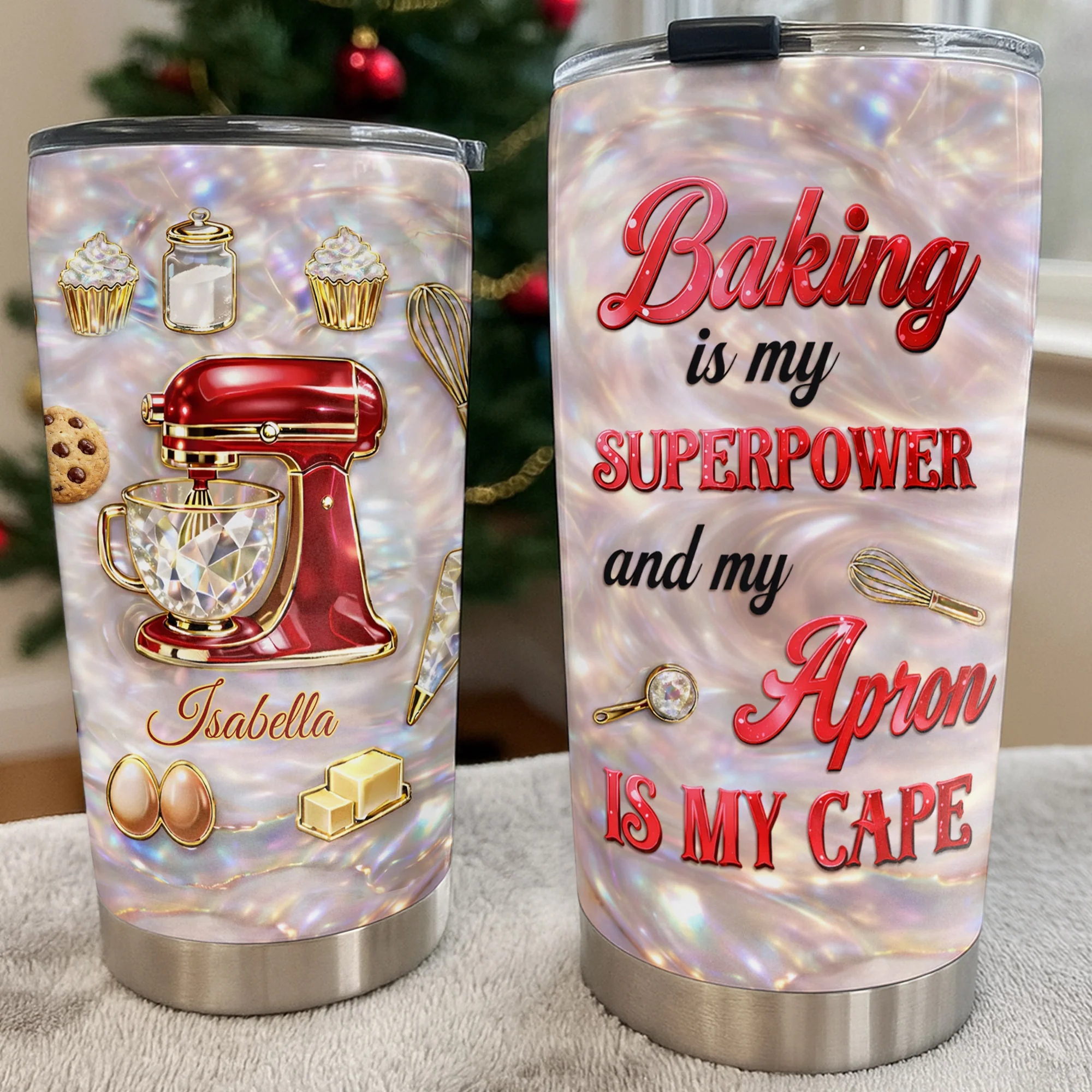 Baking With Love Red Stand Mixer And Cupcakes - Personalized Custom Stainless Steel Tumbler 20oz 30oz - HOB130_TB - Image 9