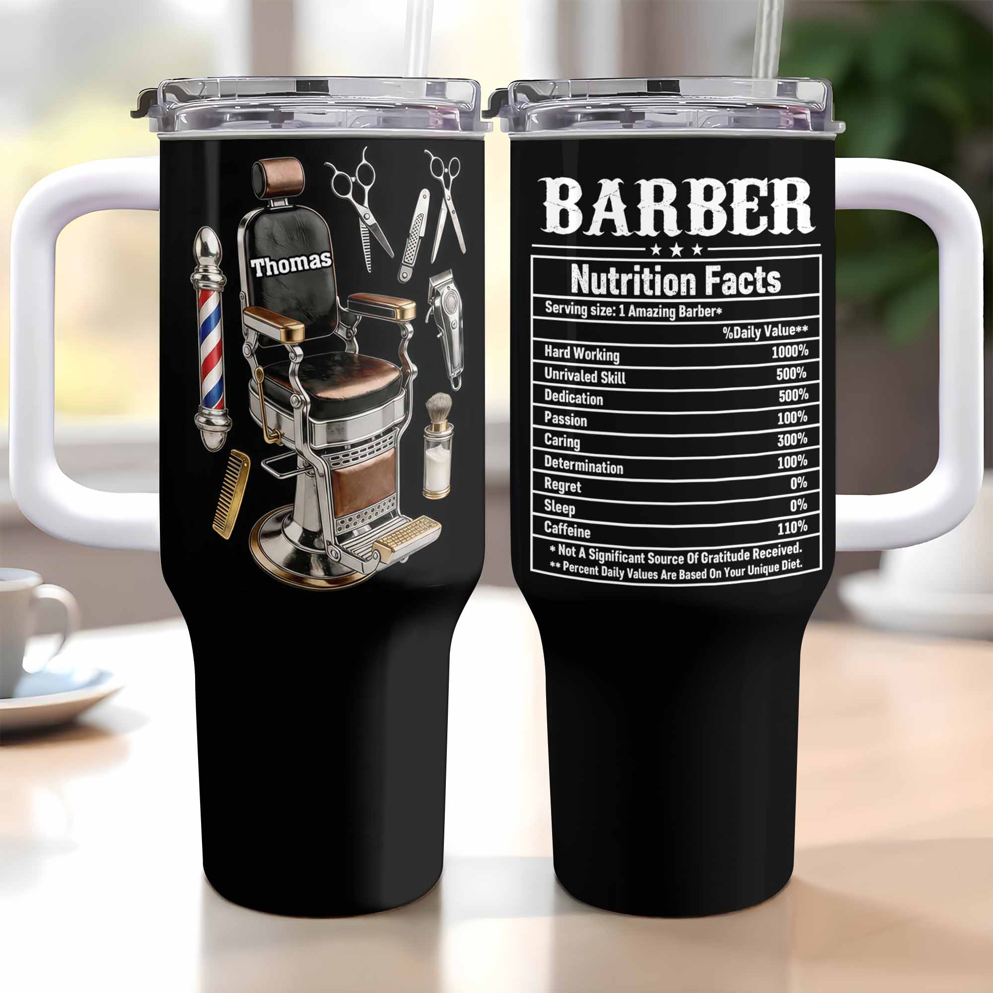 Barber Nutrition Facts Amazing Barber Chair And Tools Design - Personalized 40oz Tumbler With Straw - JBS133_TBS - Image 11