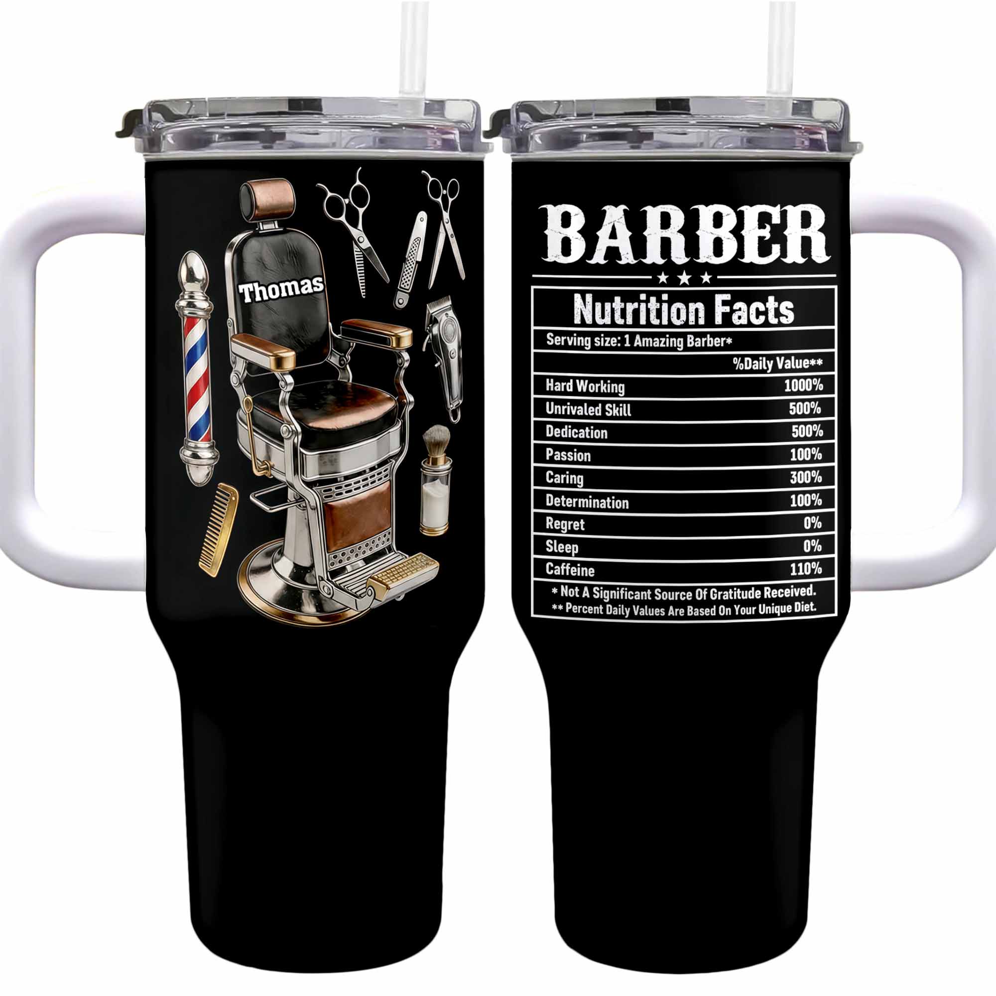 Barber Nutrition Facts Amazing Barber Chair And Tools Design - Personalized 40oz Tumbler With Straw - JBS133_TBS - Image 16