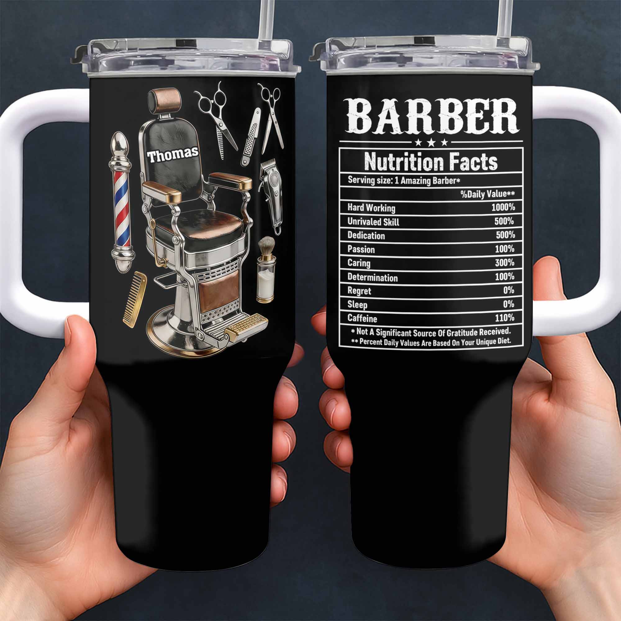 Barber Nutrition Facts Amazing Barber Chair And Tools Design - Personalized 40oz Tumbler With Straw - JBS133_TBS - Image 3