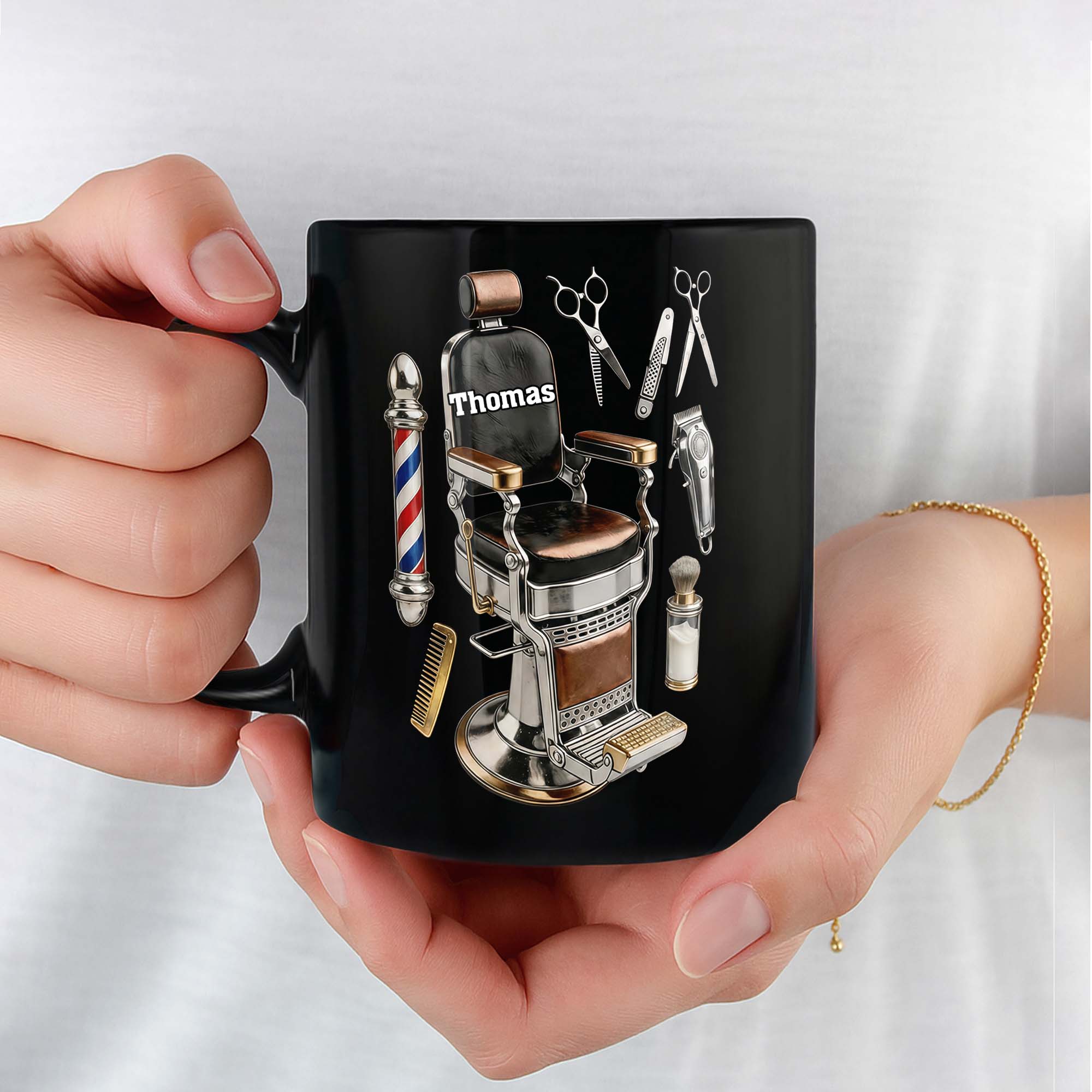 Barber Nutrition Facts Custom Name With Barber Chair And Tools - Personalized Custom Black Mug - JBS133_BMUG - Image 3