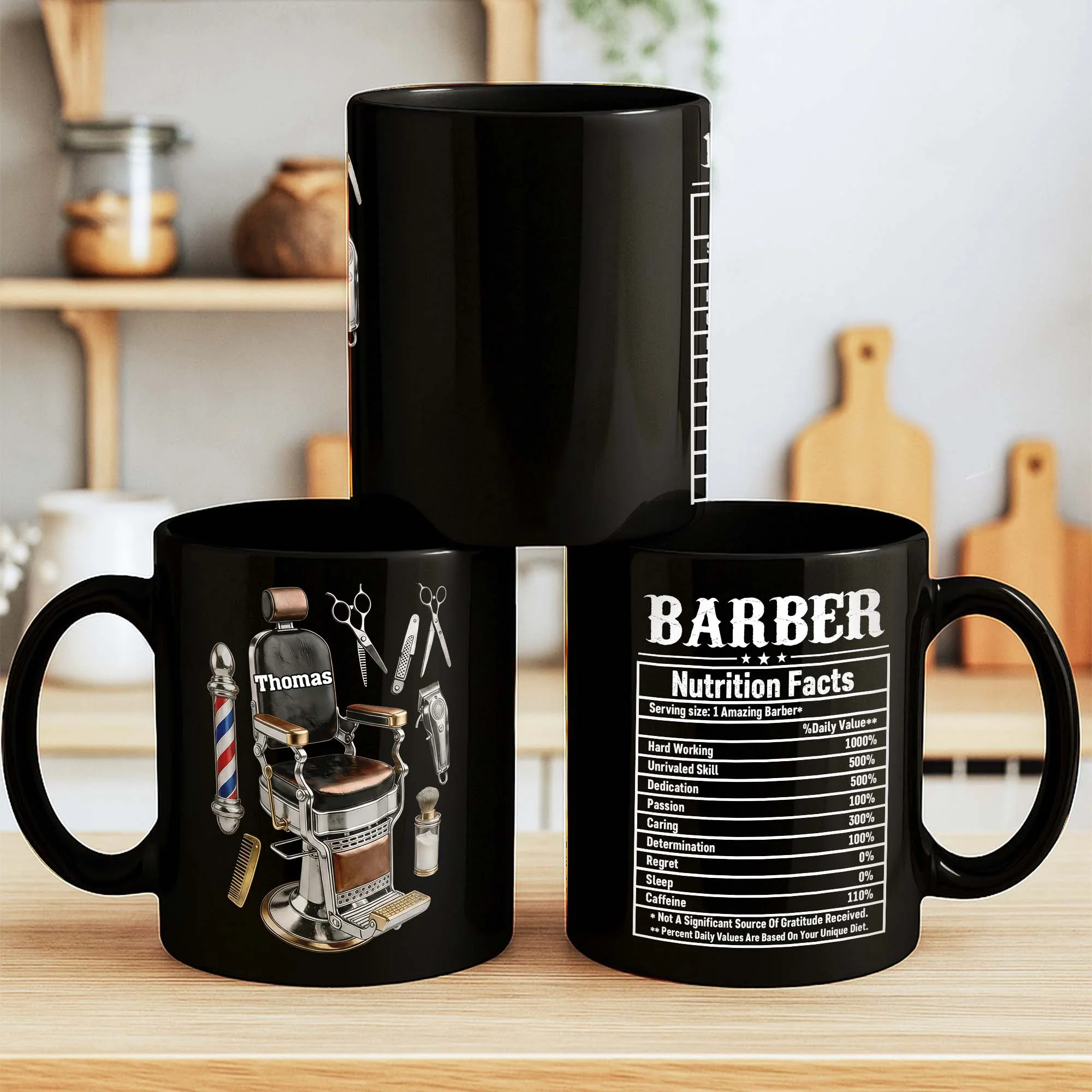 Barber Nutrition Facts Custom Name With Barber Chair And Tools - Personalized Custom Black Mug - JBS133_BMUG - Image 4