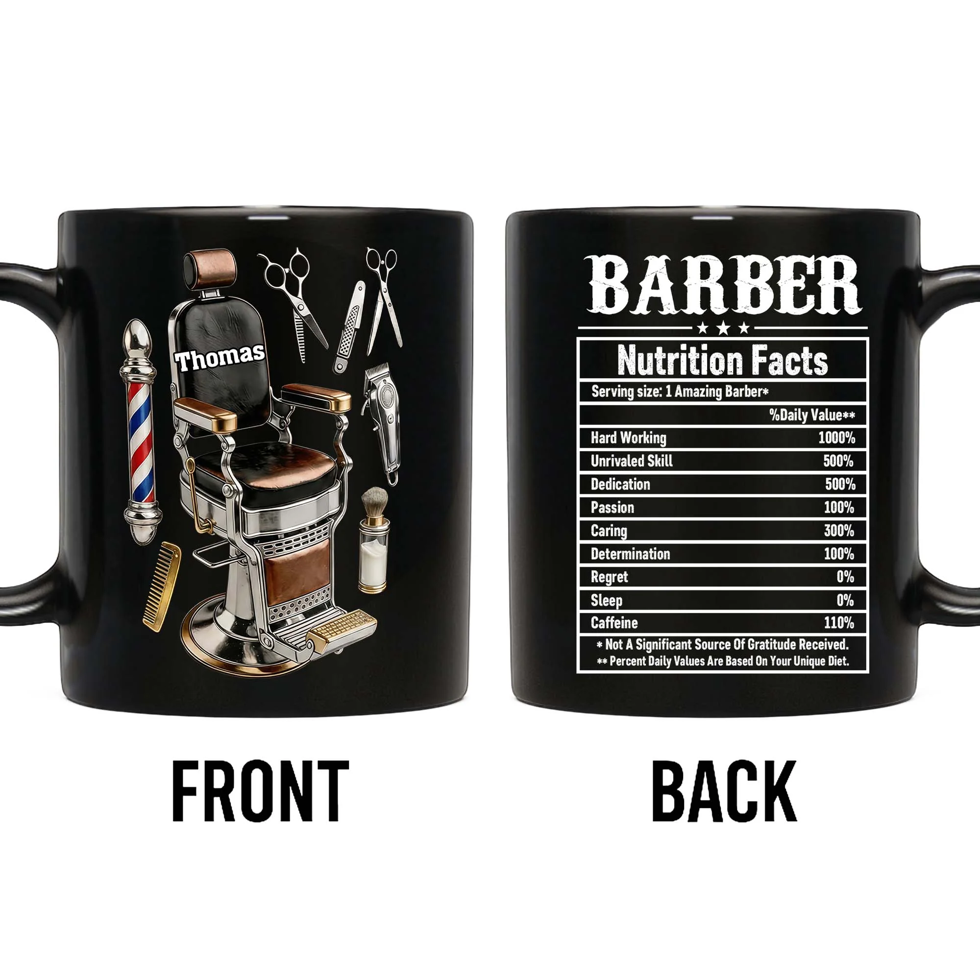 Barber Nutrition Facts Custom Name With Barber Chair And Tools - Personalized Custom Black Mug - JBS133_BMUG - Image 6