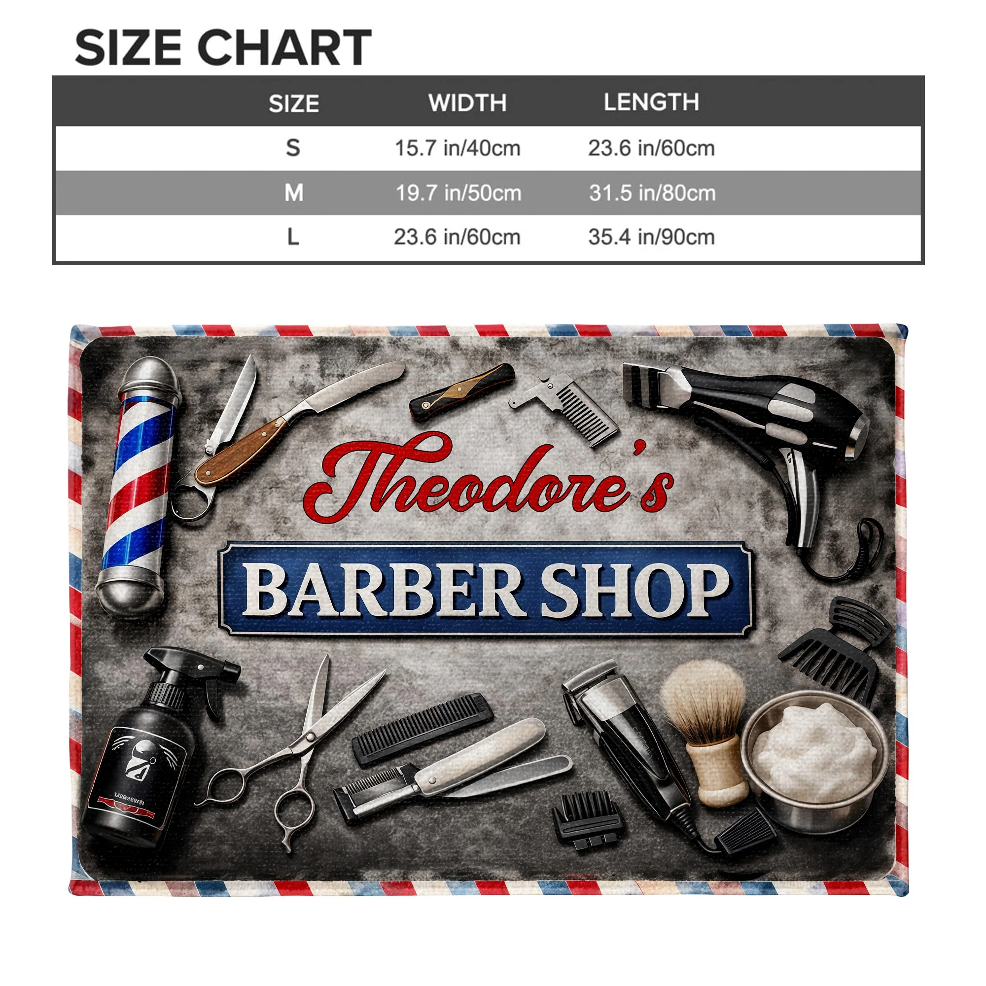 Barber Shop With Professional Tools And Barber Pole Design - Personalized Custom Doormat - JBS165_DRM - Image 3