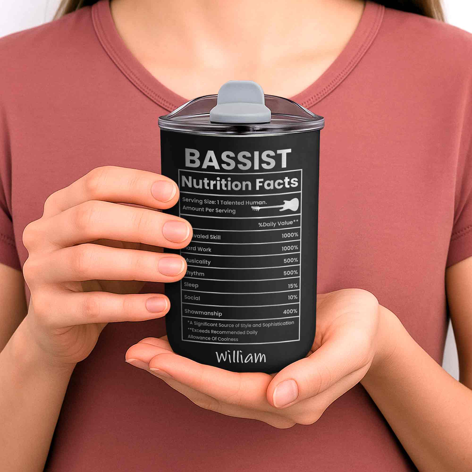 Bassist Nutrition Facts Talented Human Bass Guitar - Personalized Custom 10oz Tumbler - MUSIC010_MTUM - Image 10