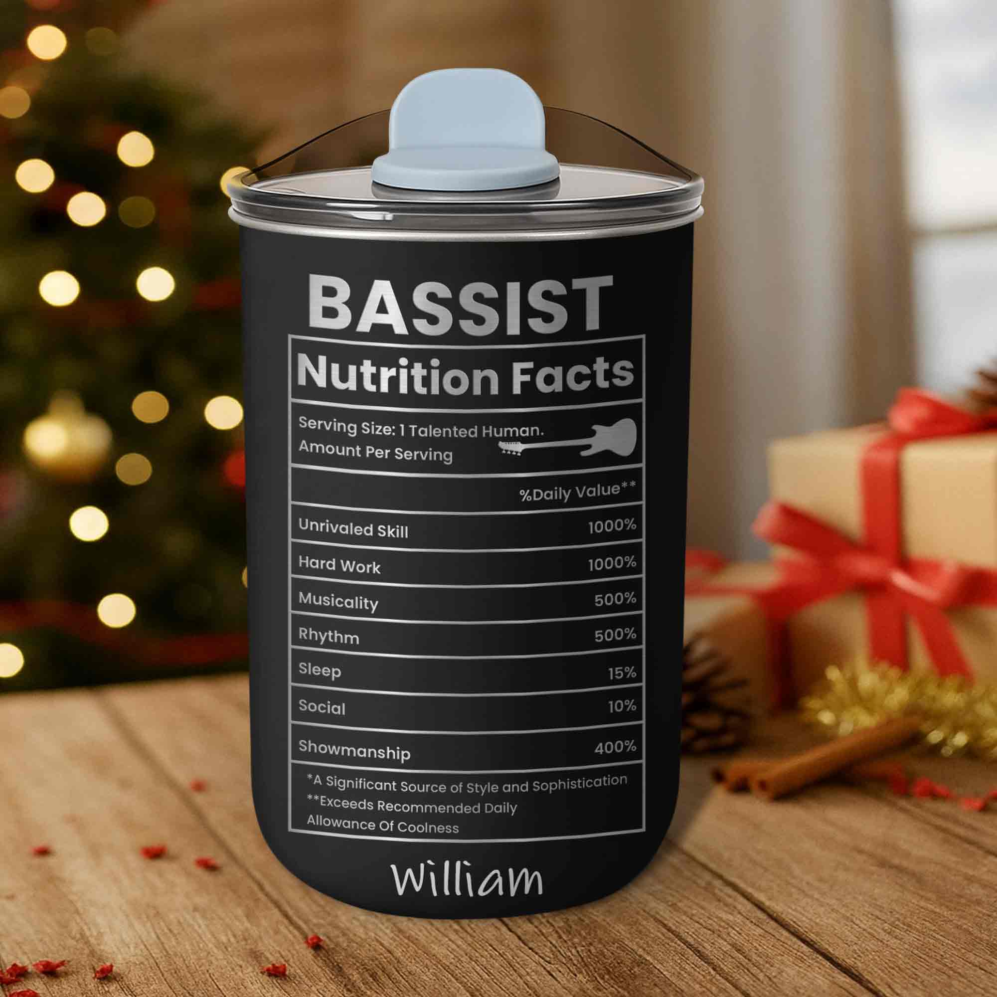 Bassist Nutrition Facts Talented Human Bass Guitar - Personalized Custom 10oz Tumbler - MUSIC010_MTUM - Image 12