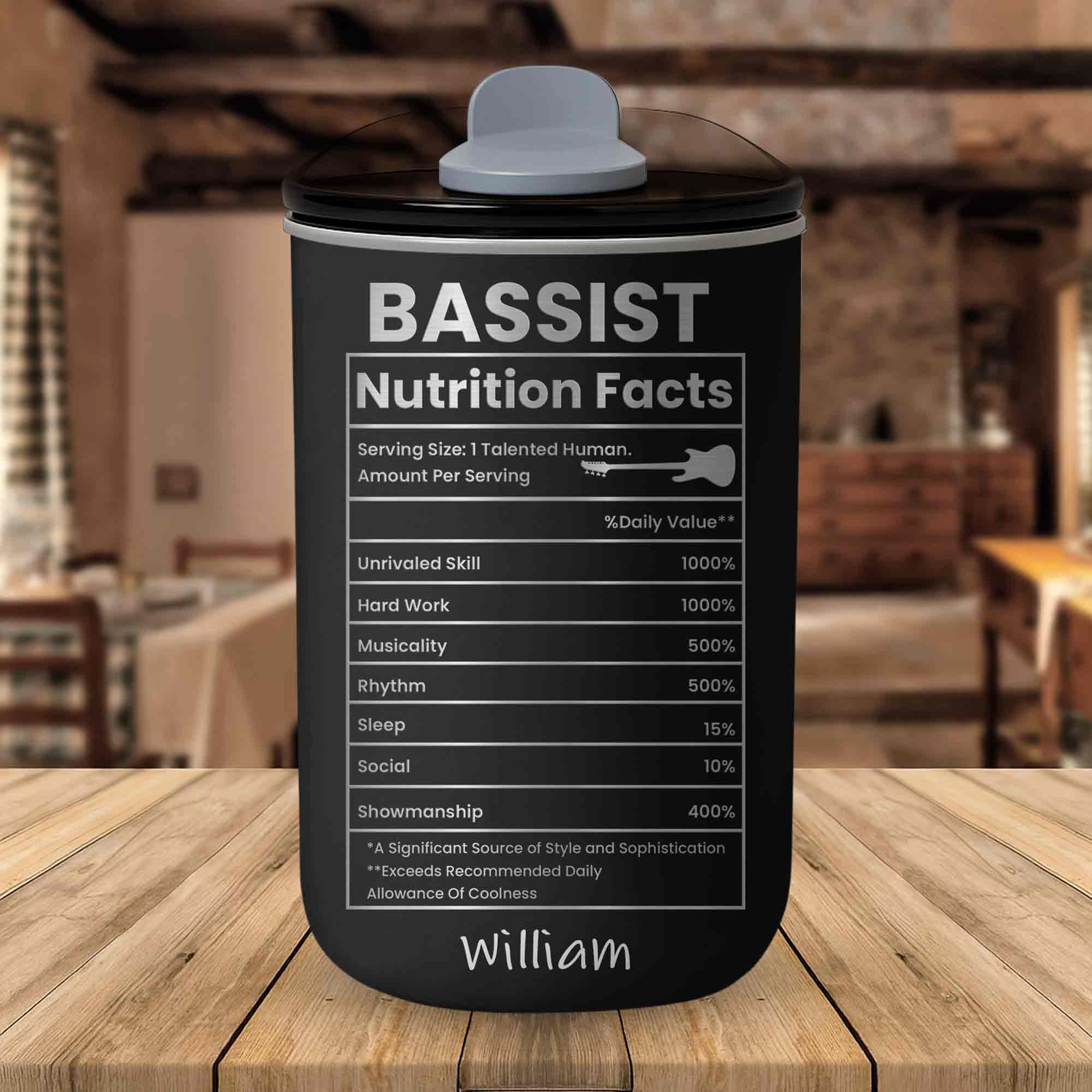 Bassist Nutrition Facts Talented Human Bass Guitar - Personalized Custom 10oz Tumbler - MUSIC010_MTUM - Image 14
