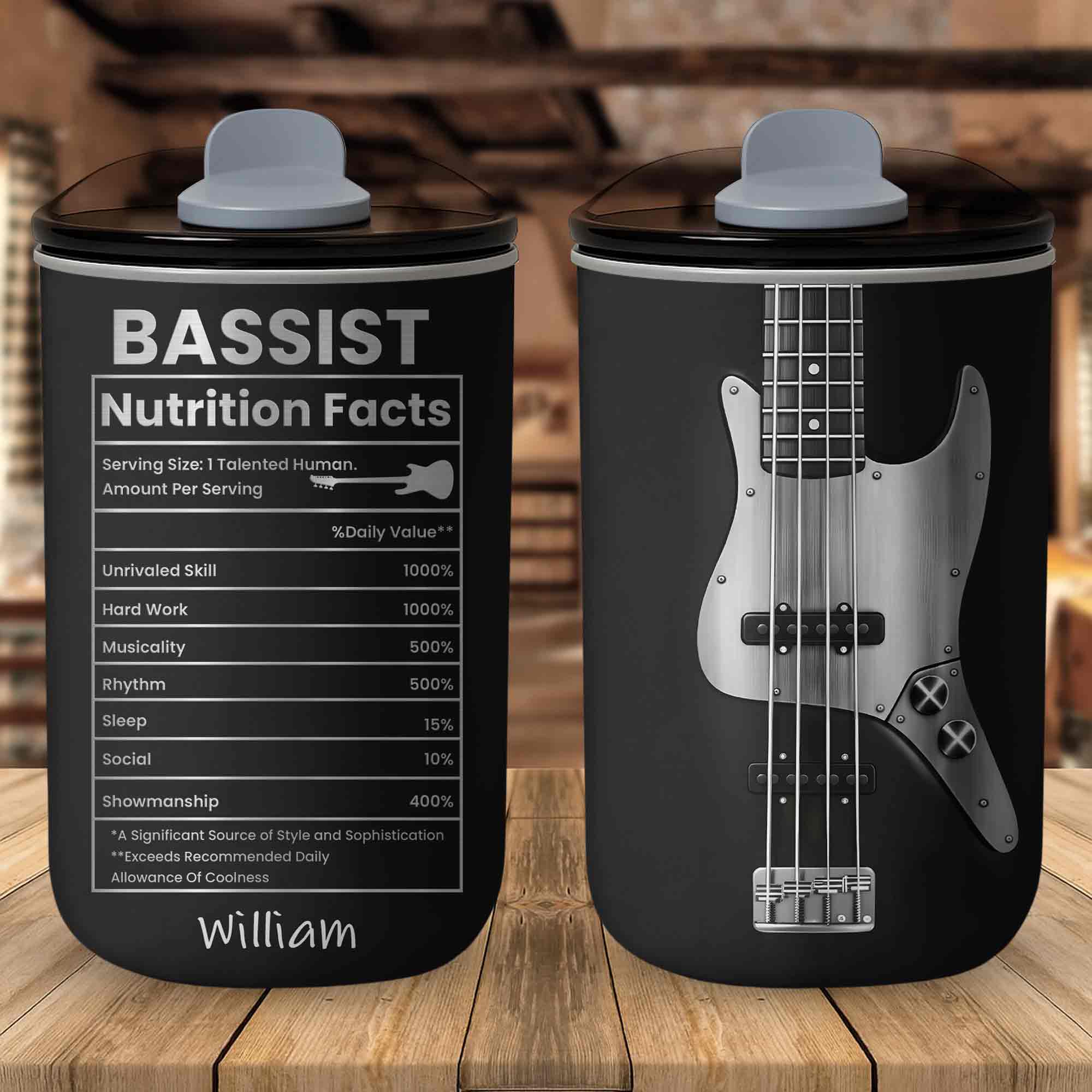 Bassist Nutrition Facts Talented Human Bass Guitar - Personalized Custom 10oz Tumbler - MUSIC010_MTUM - Image 3