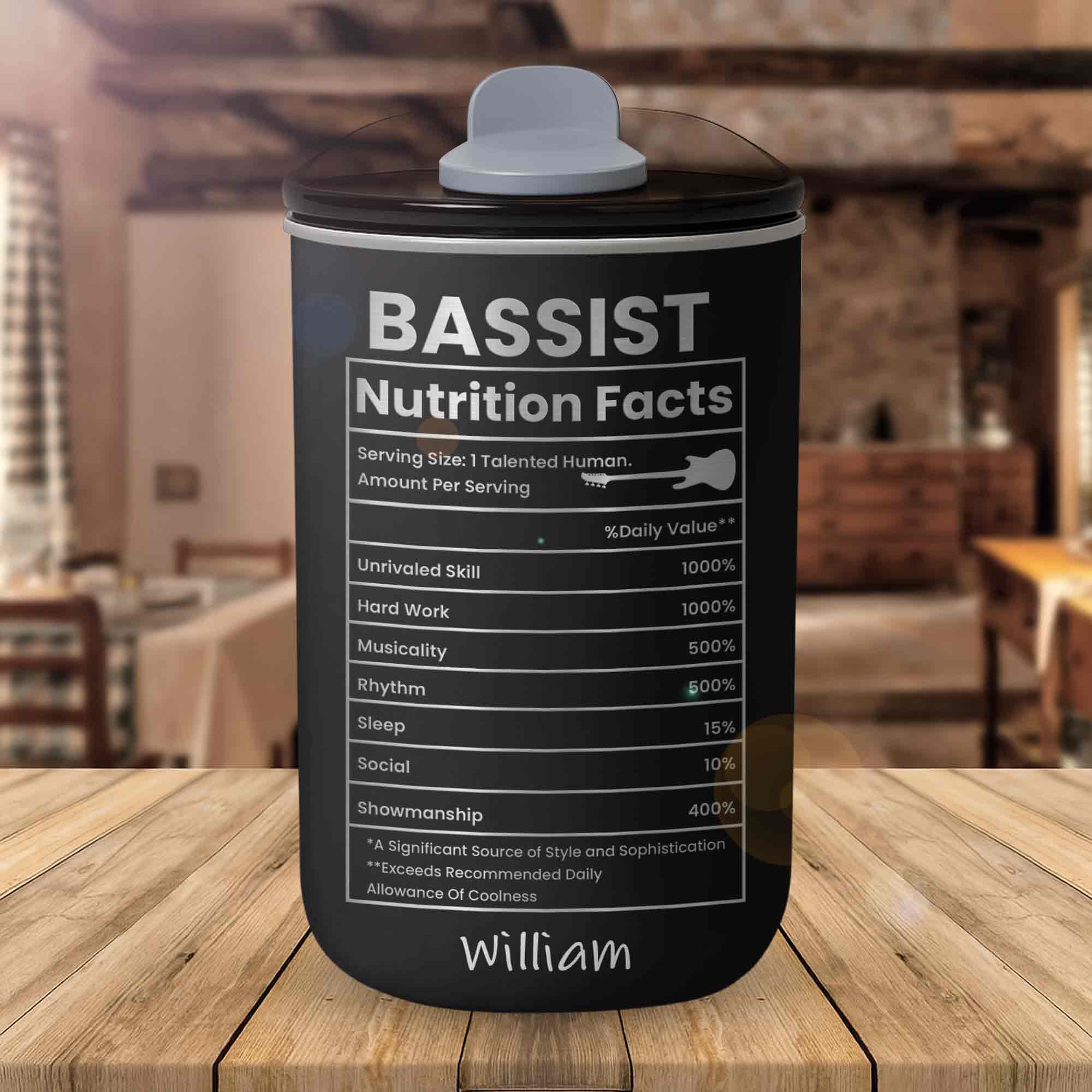 Bassist Nutrition Facts Talented Human Bass Guitar - Personalized Custom 10oz Tumbler - MUSIC010_MTUM - Image 4