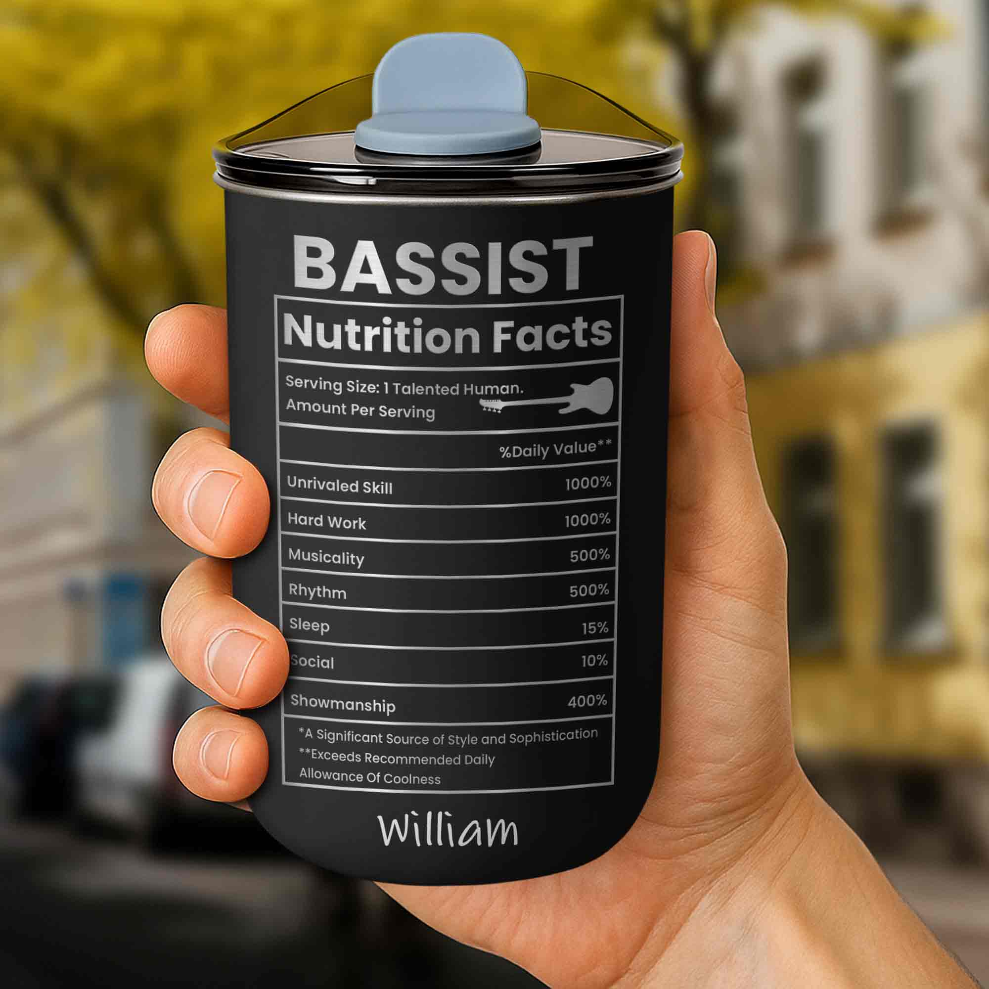 Bassist Nutrition Facts Talented Human Bass Guitar - Personalized Custom 10oz Tumbler - MUSIC010_MTUM - Image 5