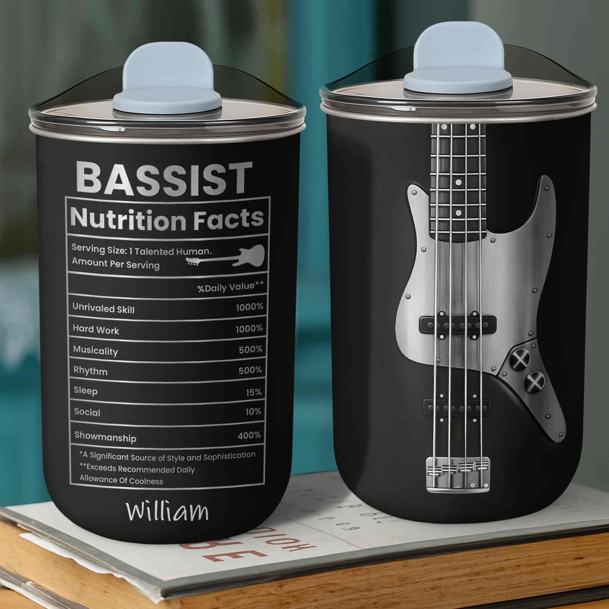 Bassist Nutrition Facts Talented Human Bass Guitar - Personalized Custom 10oz Tumbler - MUSIC010_MTUM - Image 8
