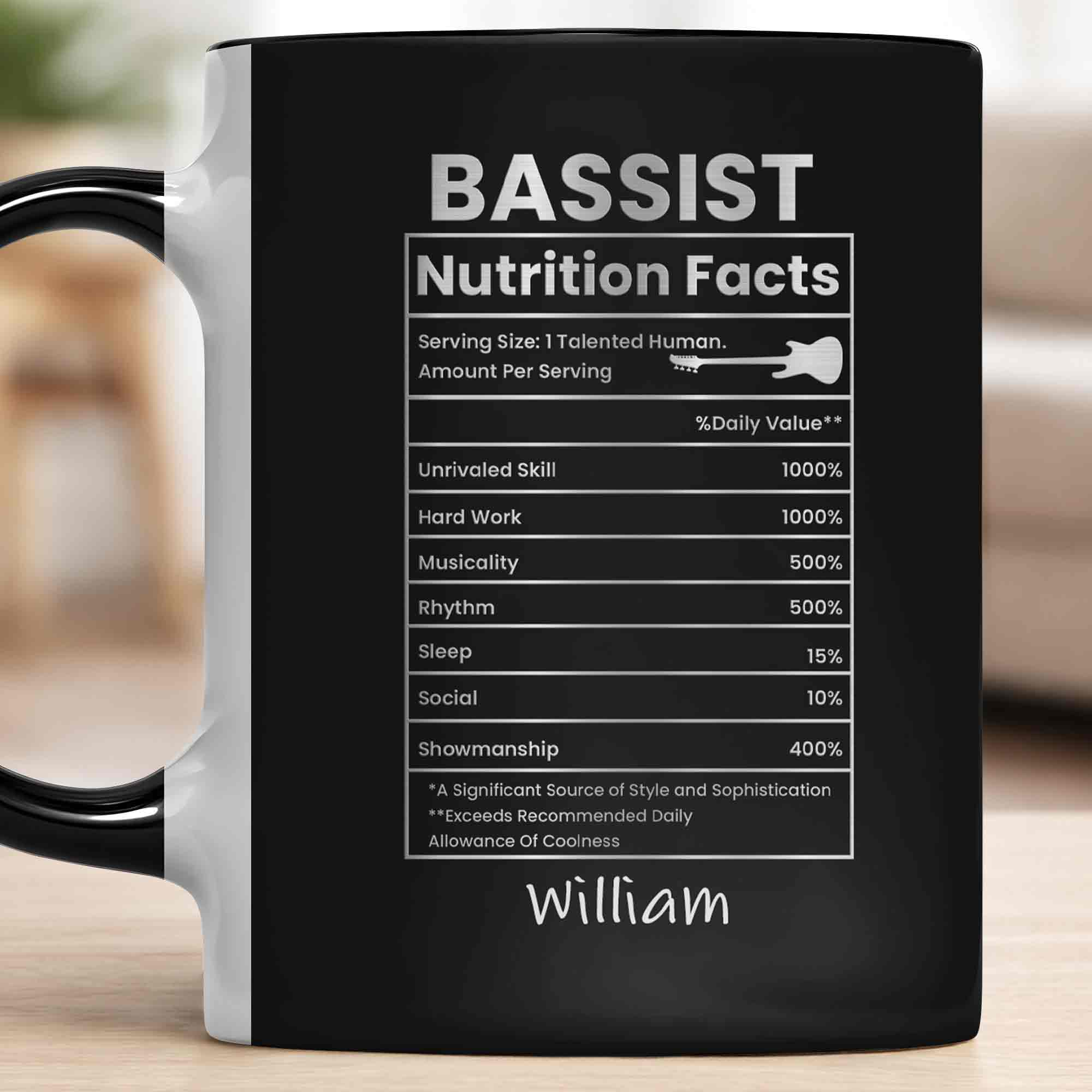 Bassist Nutrition Facts Talented Human Bass Guitar Silhouette - Personalized Custom Accent Mug - MUSIC010_AMUG - Image 10