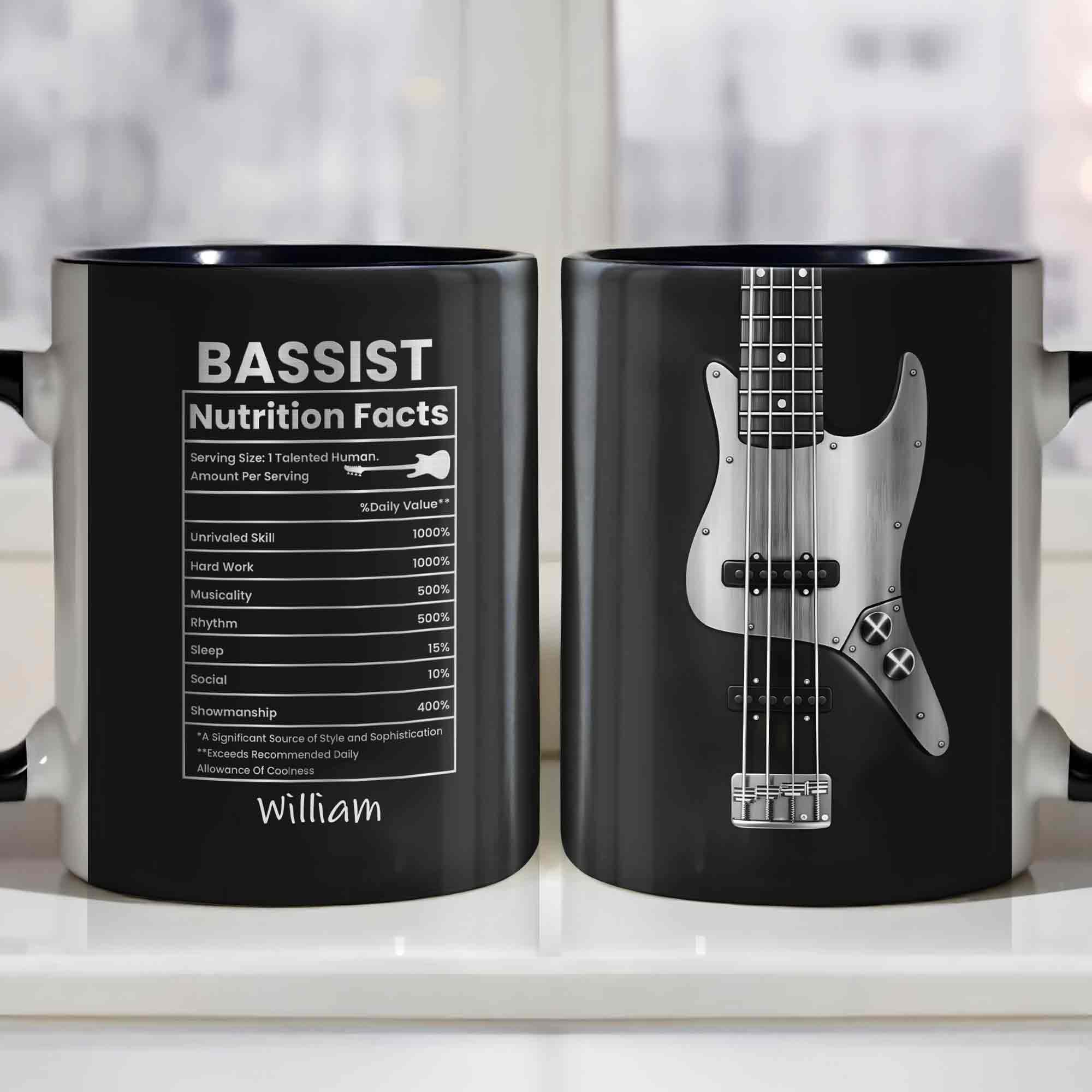 Bassist Nutrition Facts Talented Human Bass Guitar Silhouette - Personalized Custom Accent Mug - MUSIC010_AMUG - Image 3