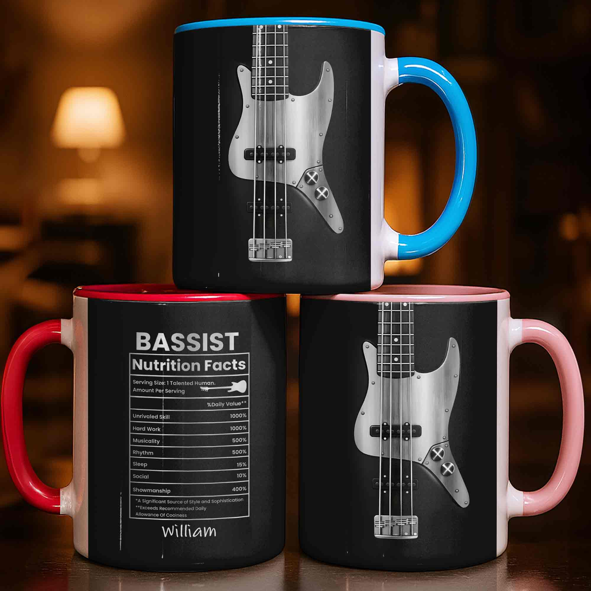 Bassist Nutrition Facts Talented Human Bass Guitar Silhouette - Personalized Custom Accent Mug - MUSIC010_AMUG - Image 7