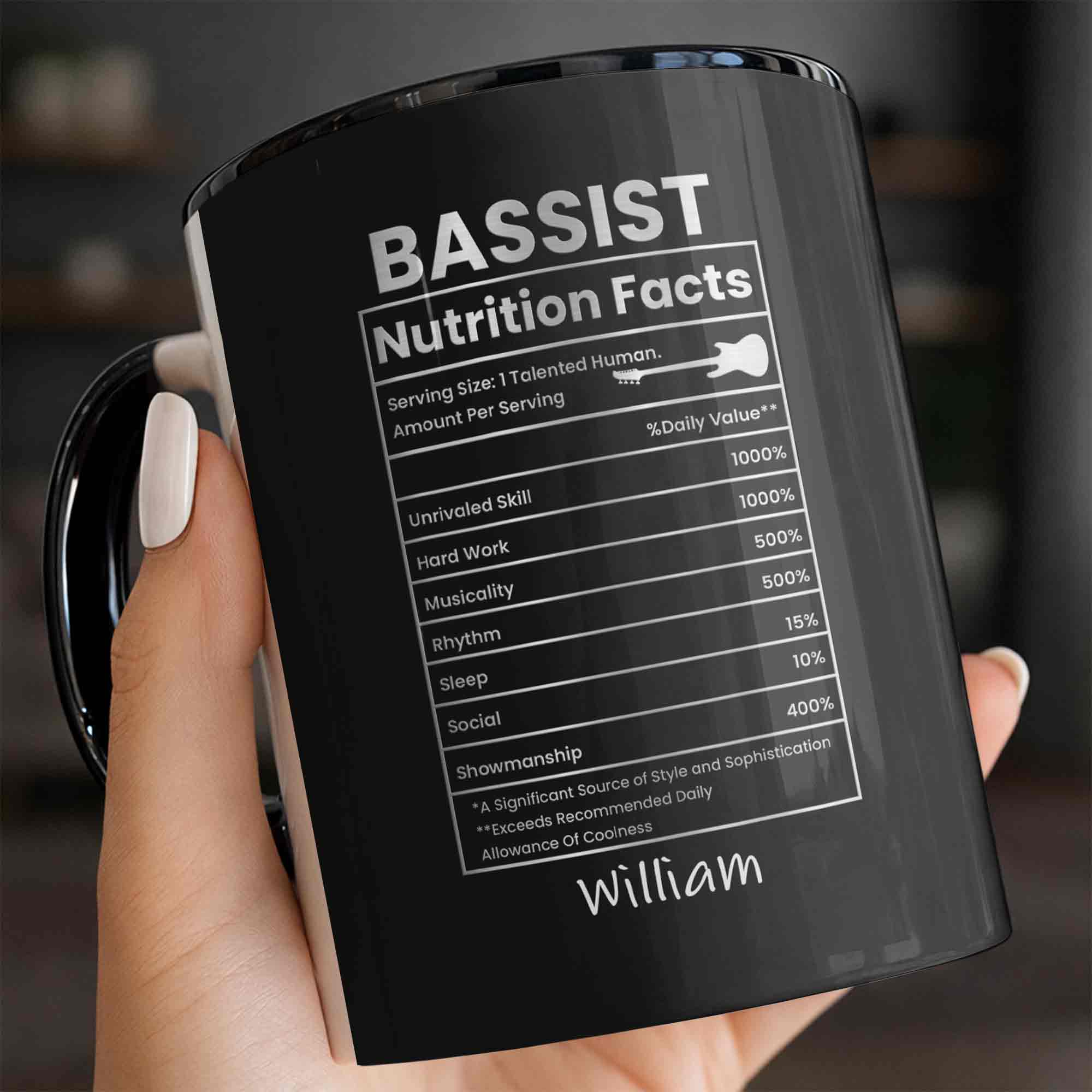 Bassist Nutrition Facts Talented Human Bass Guitar Silhouette - Personalized Custom Accent Mug - MUSIC010_AMUG - Image 8