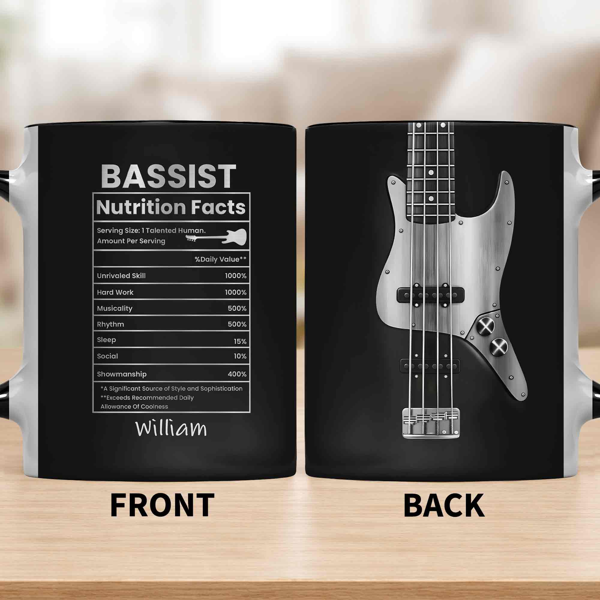 Bassist Nutrition Facts Talented Human Bass Guitar Silhouette - Personalized Custom Accent Mug - MUSIC010_AMUG - Image 9