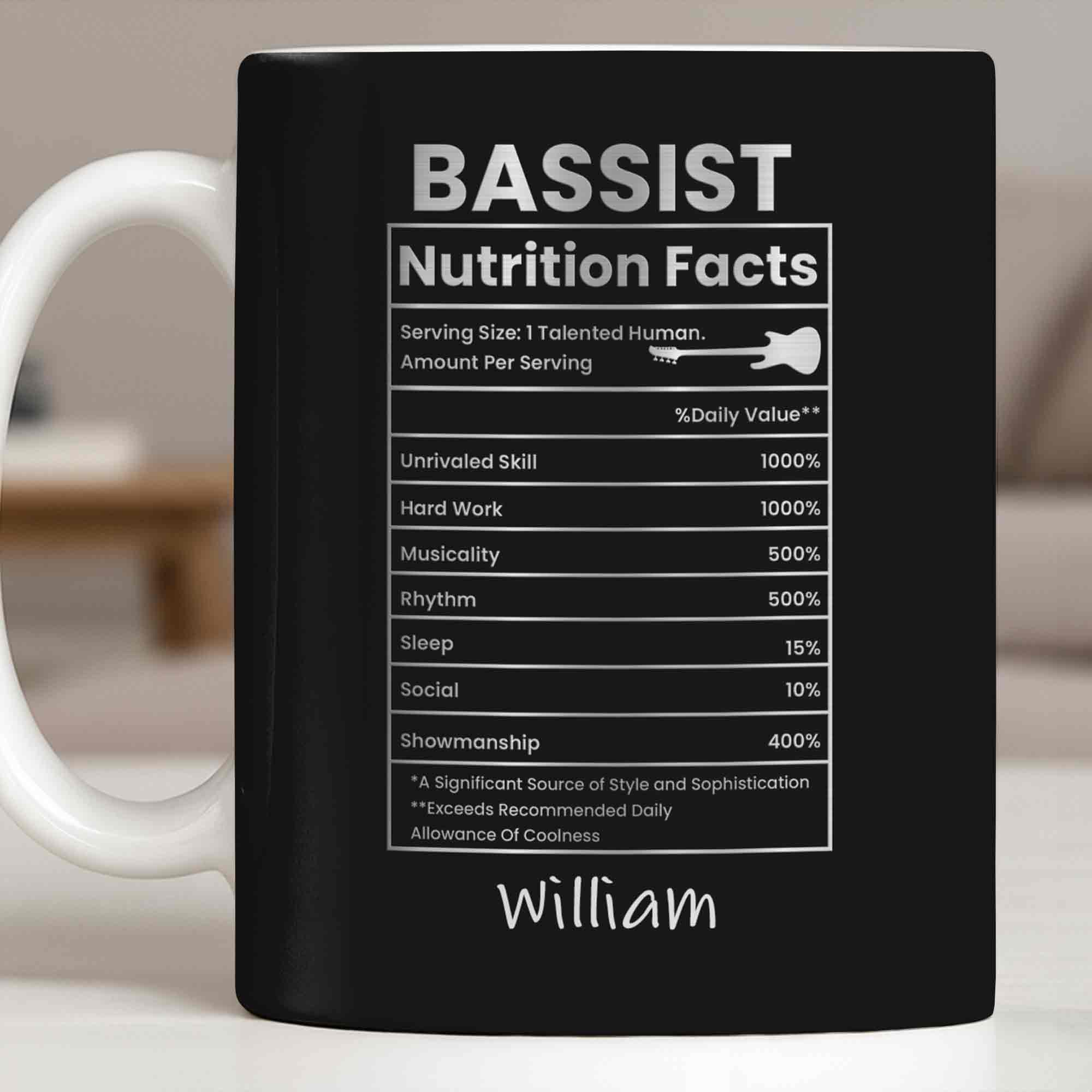 Bassist Nutrition Facts With Bass Guitar Silhouette - Personalized Custom Coffee Mug - MUSIC010_MG - Image 10