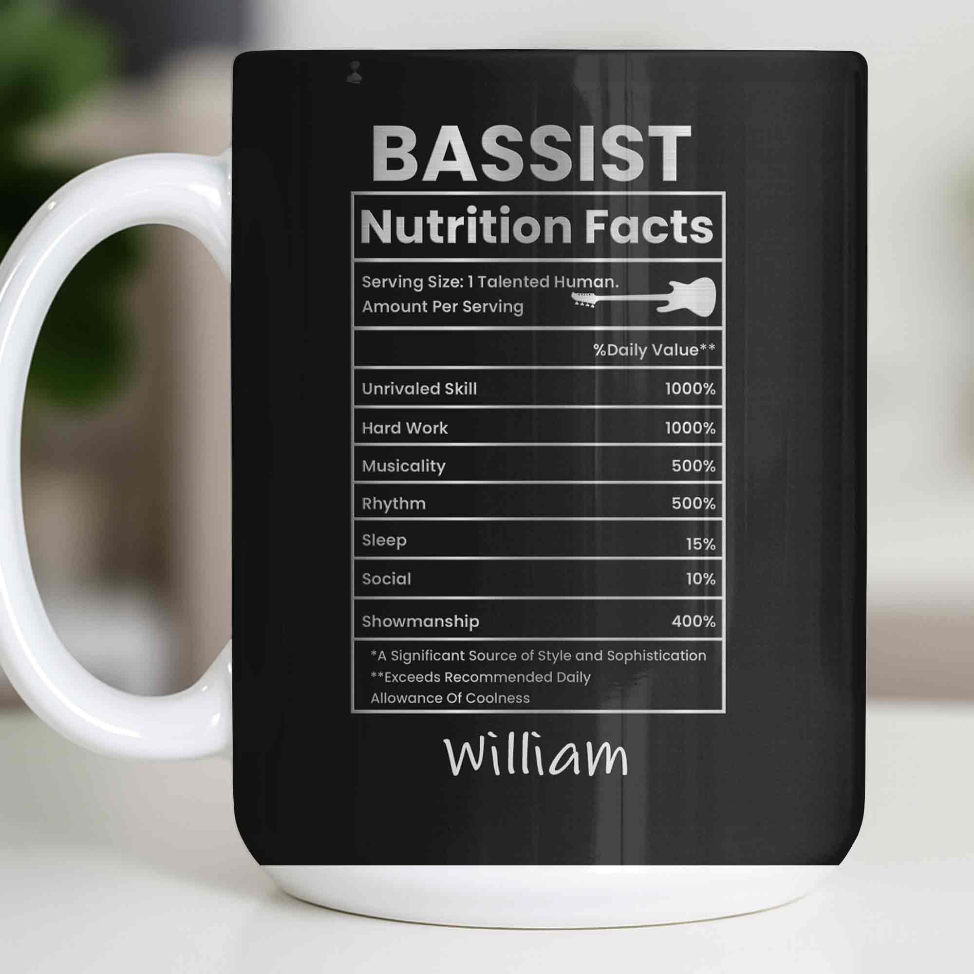 Bassist Nutrition Facts With Bass Guitar Silhouette - Personalized Custom Coffee Mug - MUSIC010_MG - Image 11