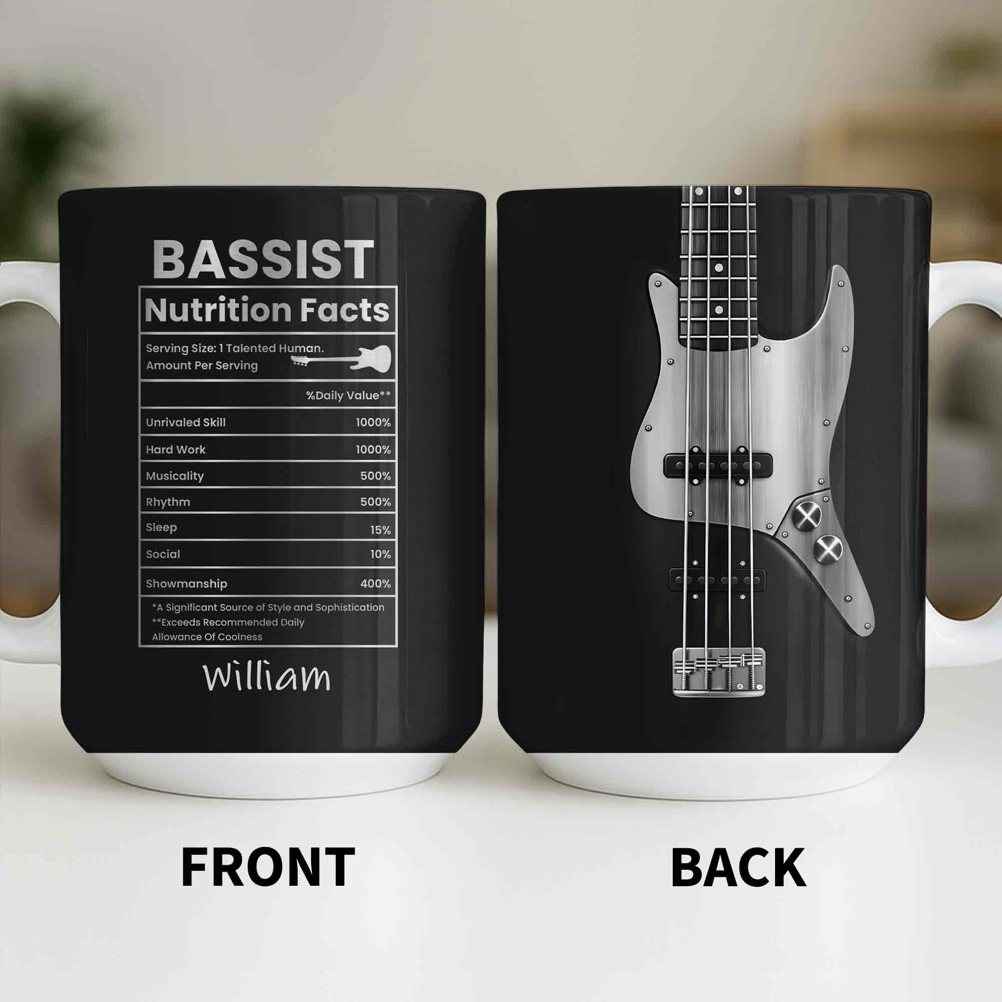 Bassist Nutrition Facts With Bass Guitar Silhouette - Personalized Custom Coffee Mug - MUSIC010_MG - Image 12