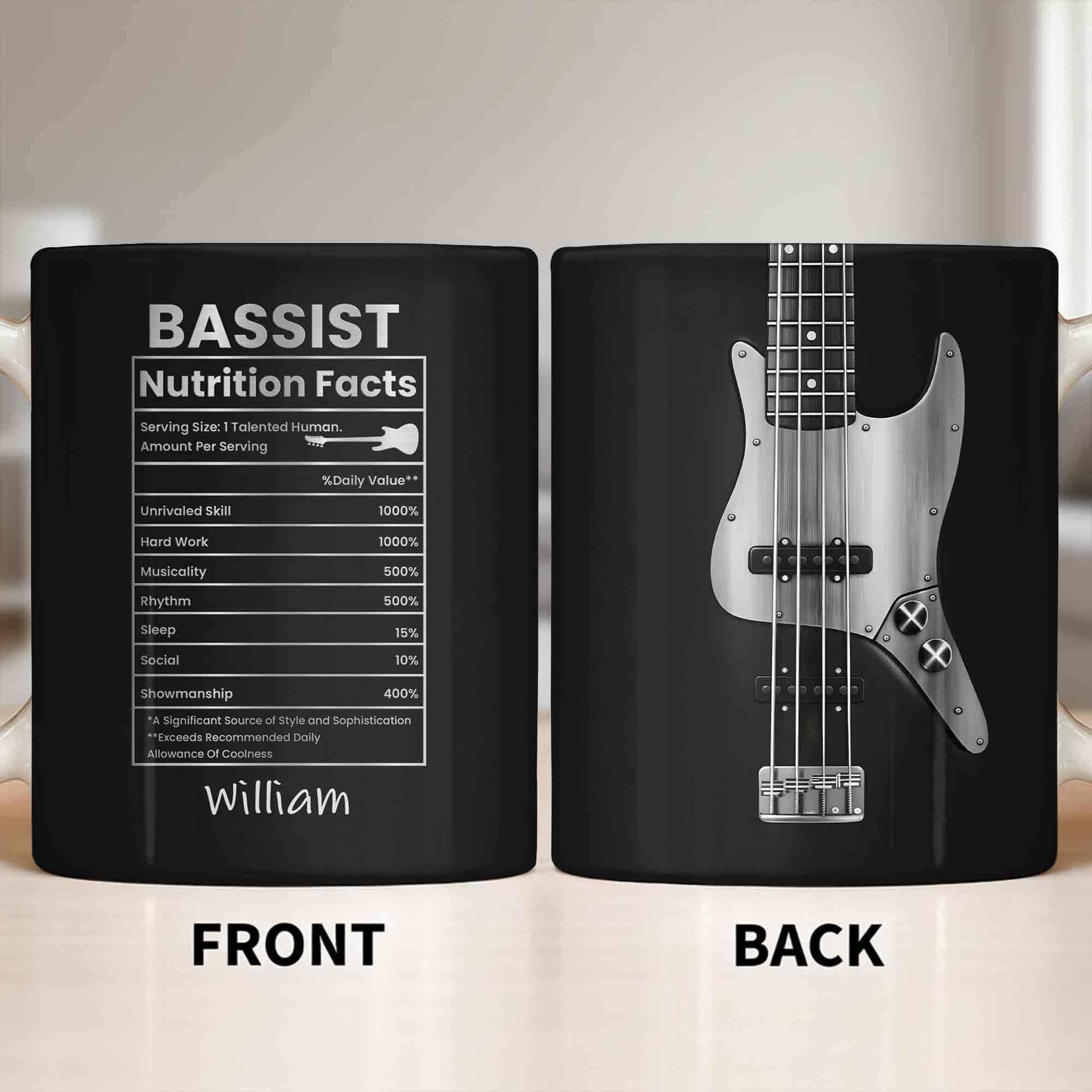 Bassist Nutrition Facts With Bass Guitar Silhouette - Personalized Custom Coffee Mug - MUSIC010_MG - Image 13