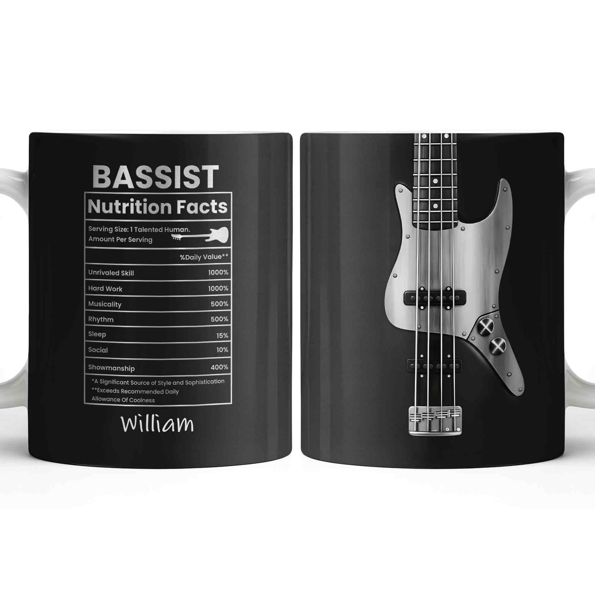 Bassist Nutrition Facts With Bass Guitar Silhouette - Personalized Custom Coffee Mug - MUSIC010_MG - Image 15