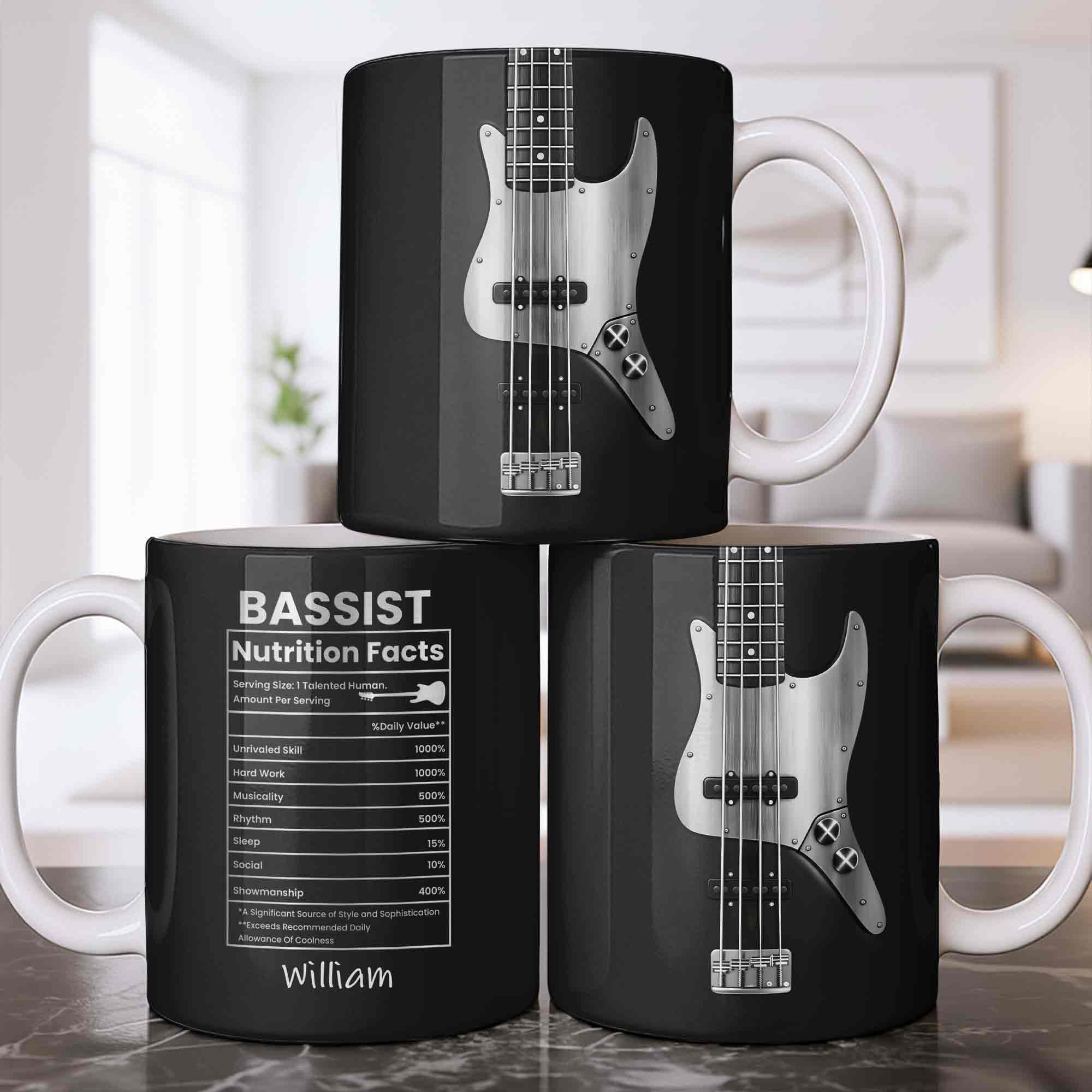 Bassist Nutrition Facts With Bass Guitar Silhouette - Personalized Custom Coffee Mug - MUSIC010_MG - Image 8
