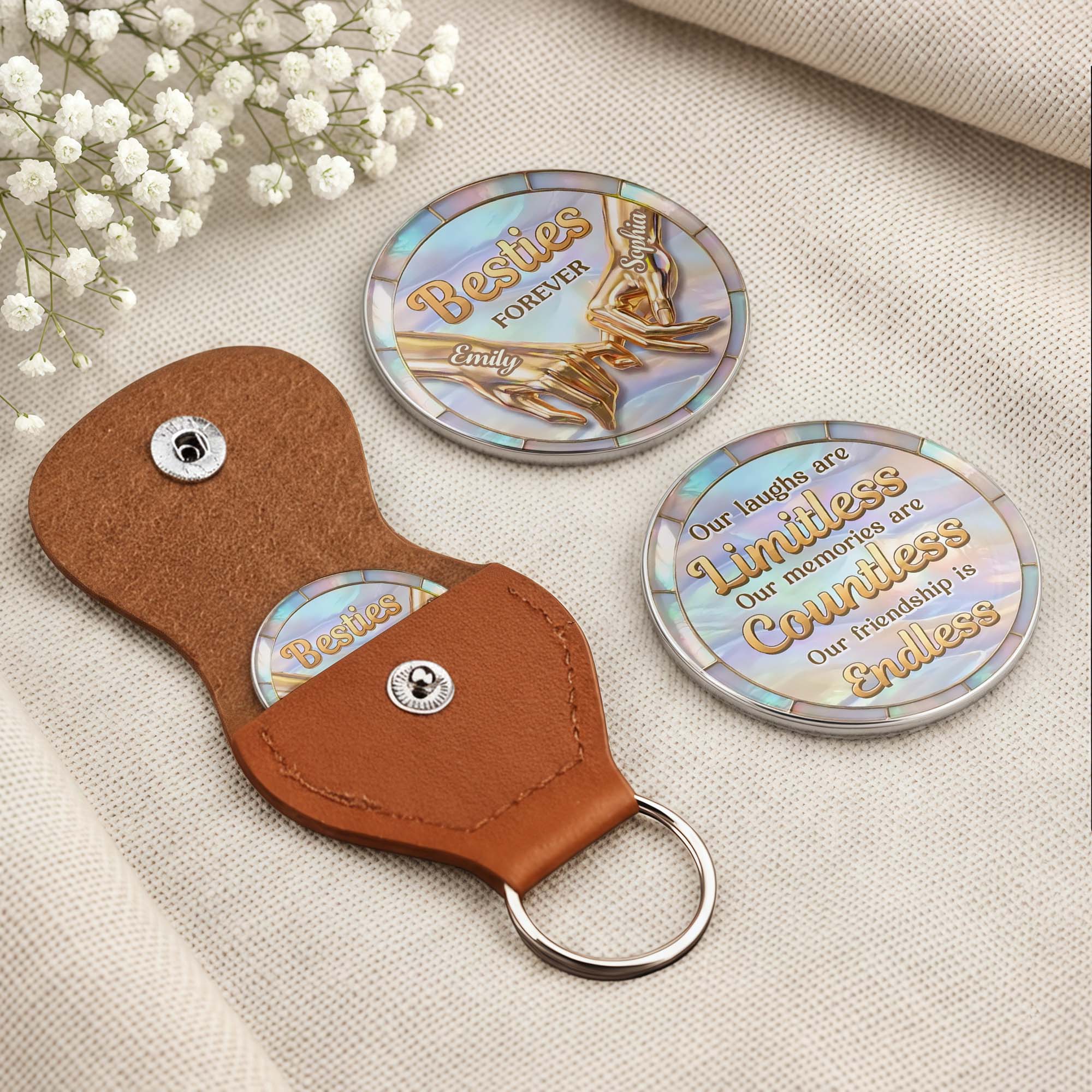 Besties Forever Pinky Swear Hands Our Friendship Is Endless Glass Token - Personalized Custom Pocket Hug - BST544_HTOK - Image 5