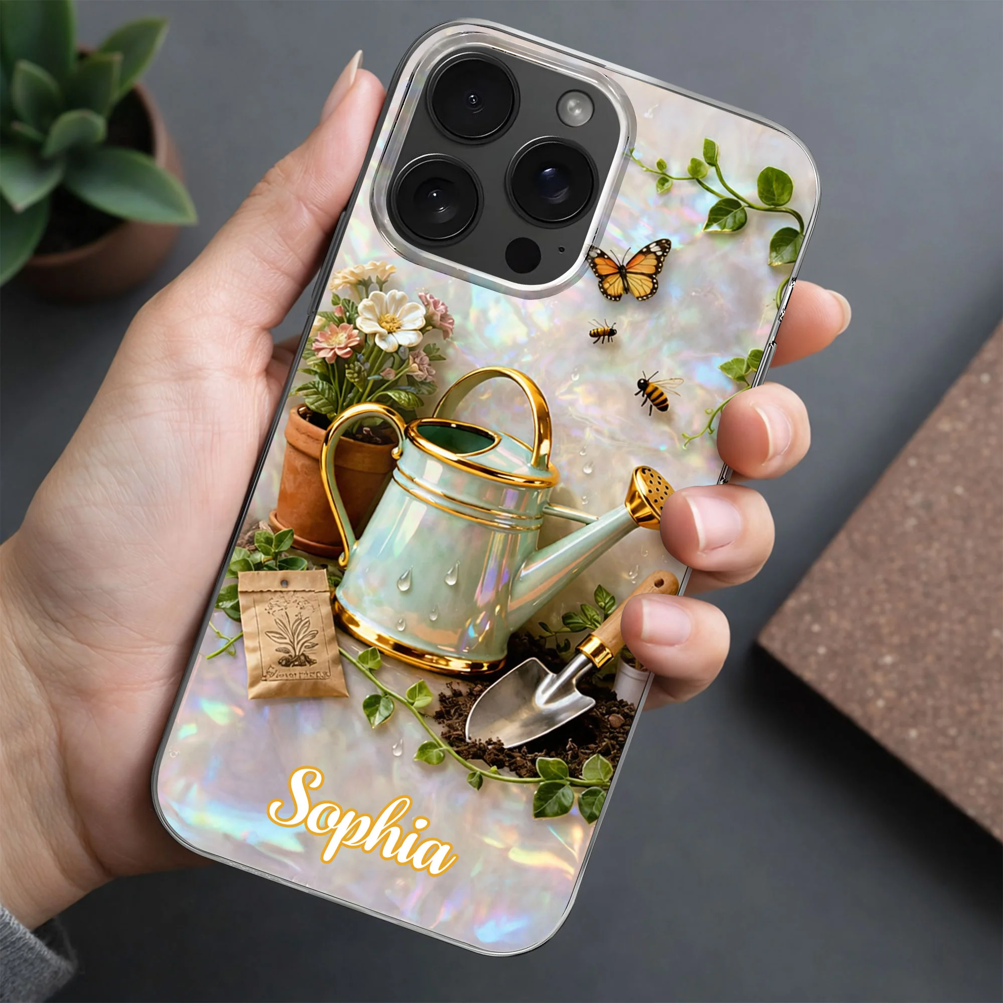 Bloom Where You Are Planted Gardening Watering Can And Flowers - Personalized Clear Phone Case - GAR038_PHC - Image 5
