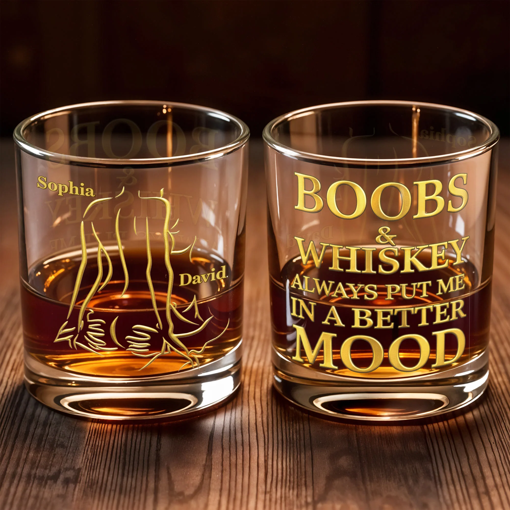 Boobs And Whiskey Make Everything Better Artistic Female Body Design- Personalized Custom Whiskey Glass - CPL1404_RWG - Image 7