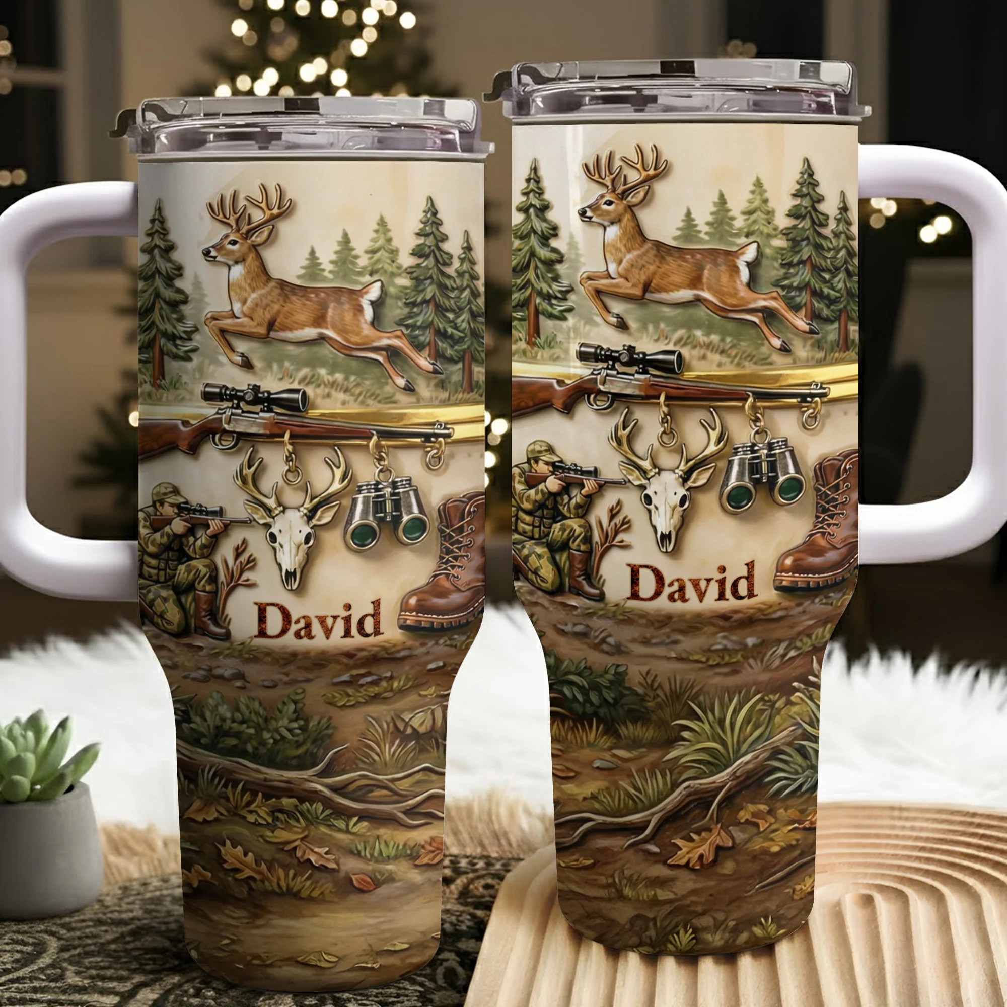 Born To Hunt Deer And Rifle Wilderness Scene - Personalized 40oz Tumbler With Straw - HTG006_TBS - Image 10