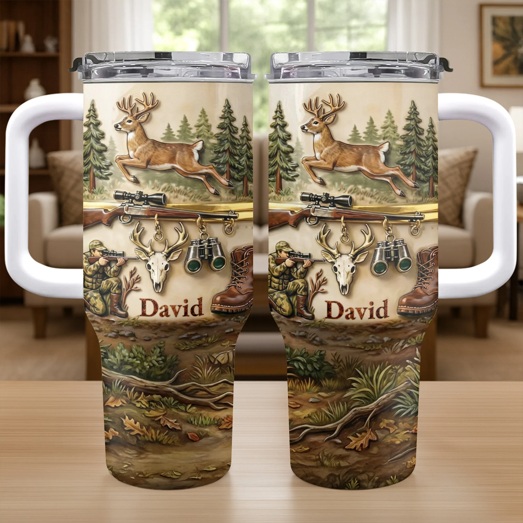 Born To Hunt Deer And Rifle Wilderness Scene - Personalized 40oz Tumbler With Straw - HTG006_TBS - Image 4