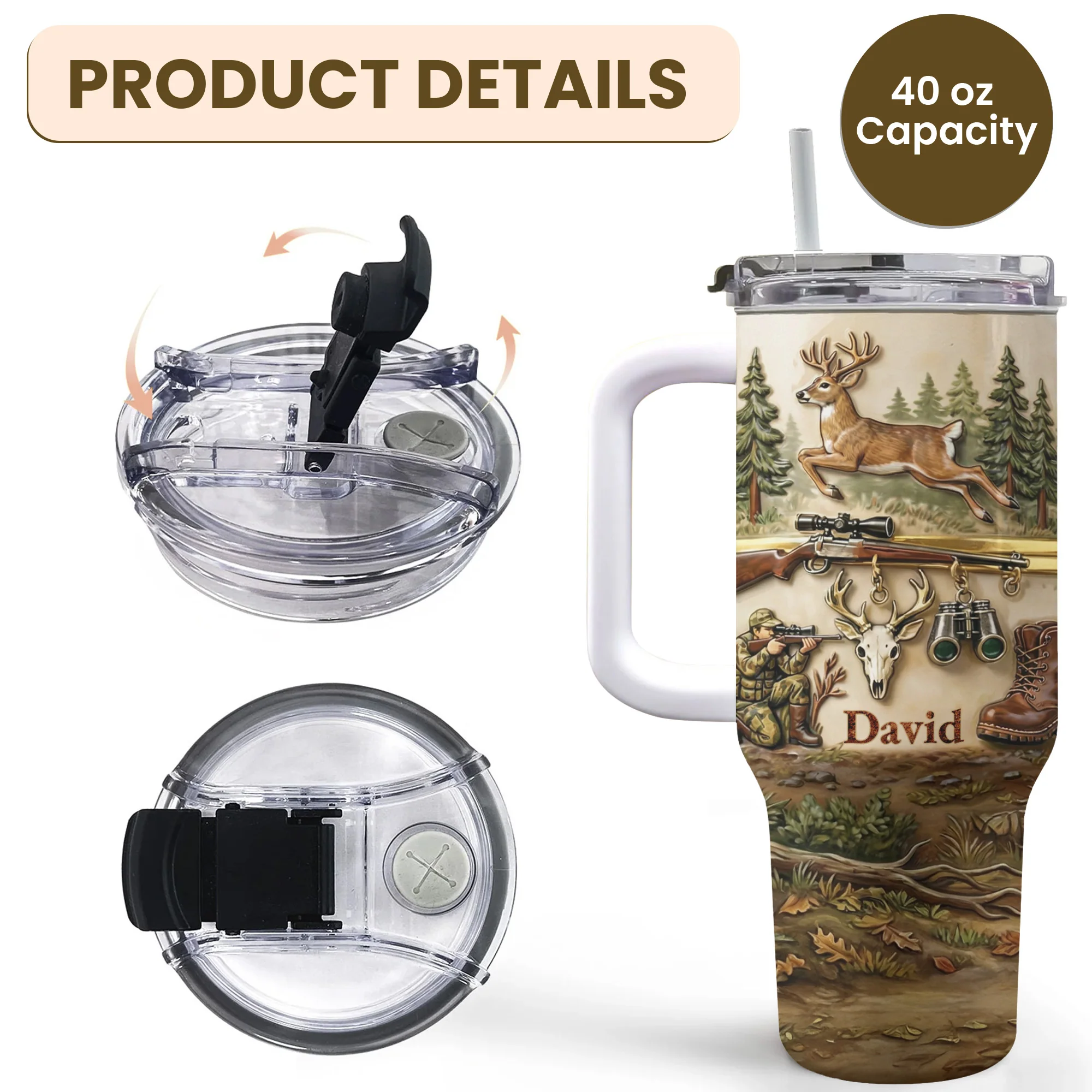 Born To Hunt Deer And Rifle Wilderness Scene - Personalized 40oz Tumbler With Straw - HTG006_TBS - Image 5
