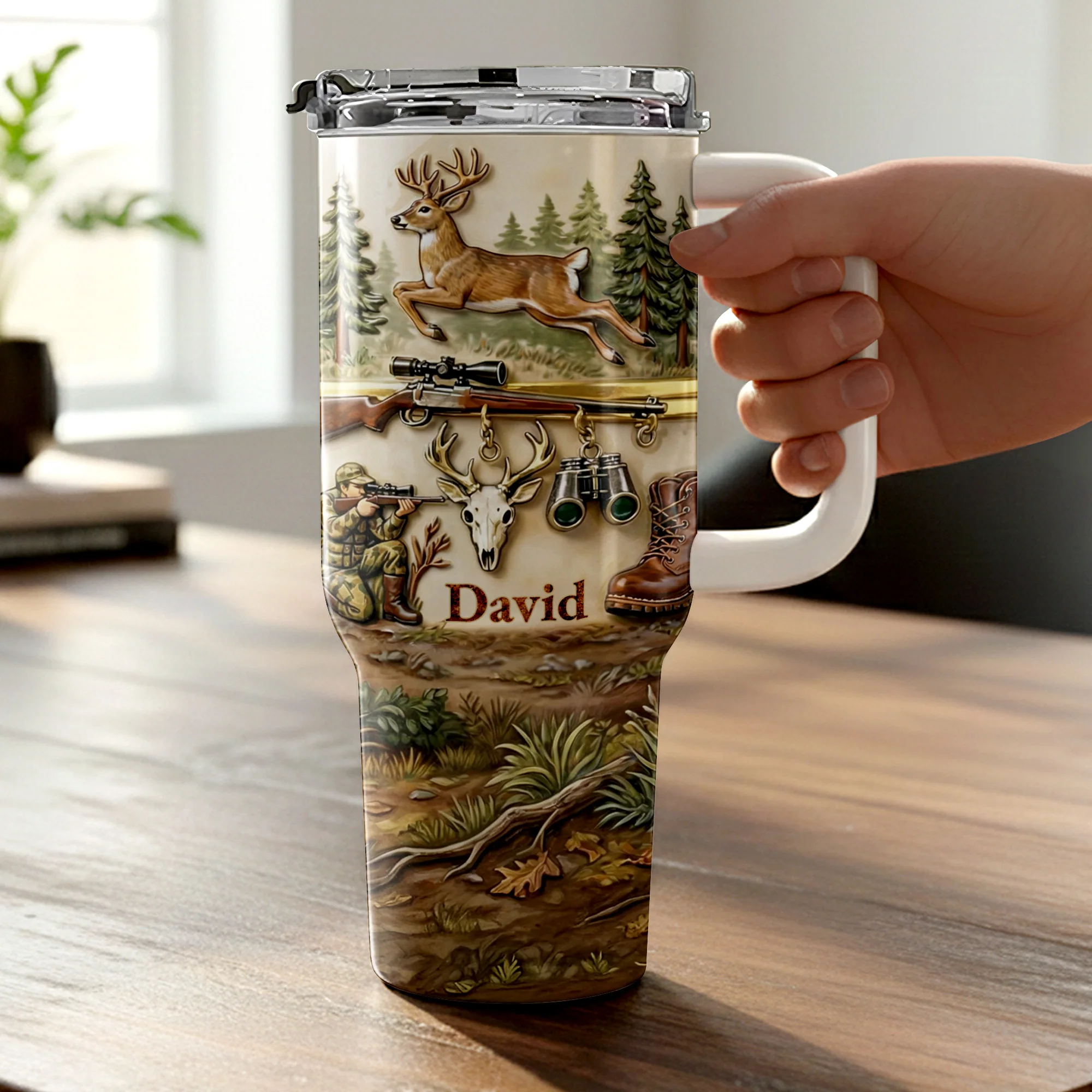 Born To Hunt Deer And Rifle Wilderness Scene - Personalized 40oz Tumbler With Straw - HTG006_TBS - Image 7
