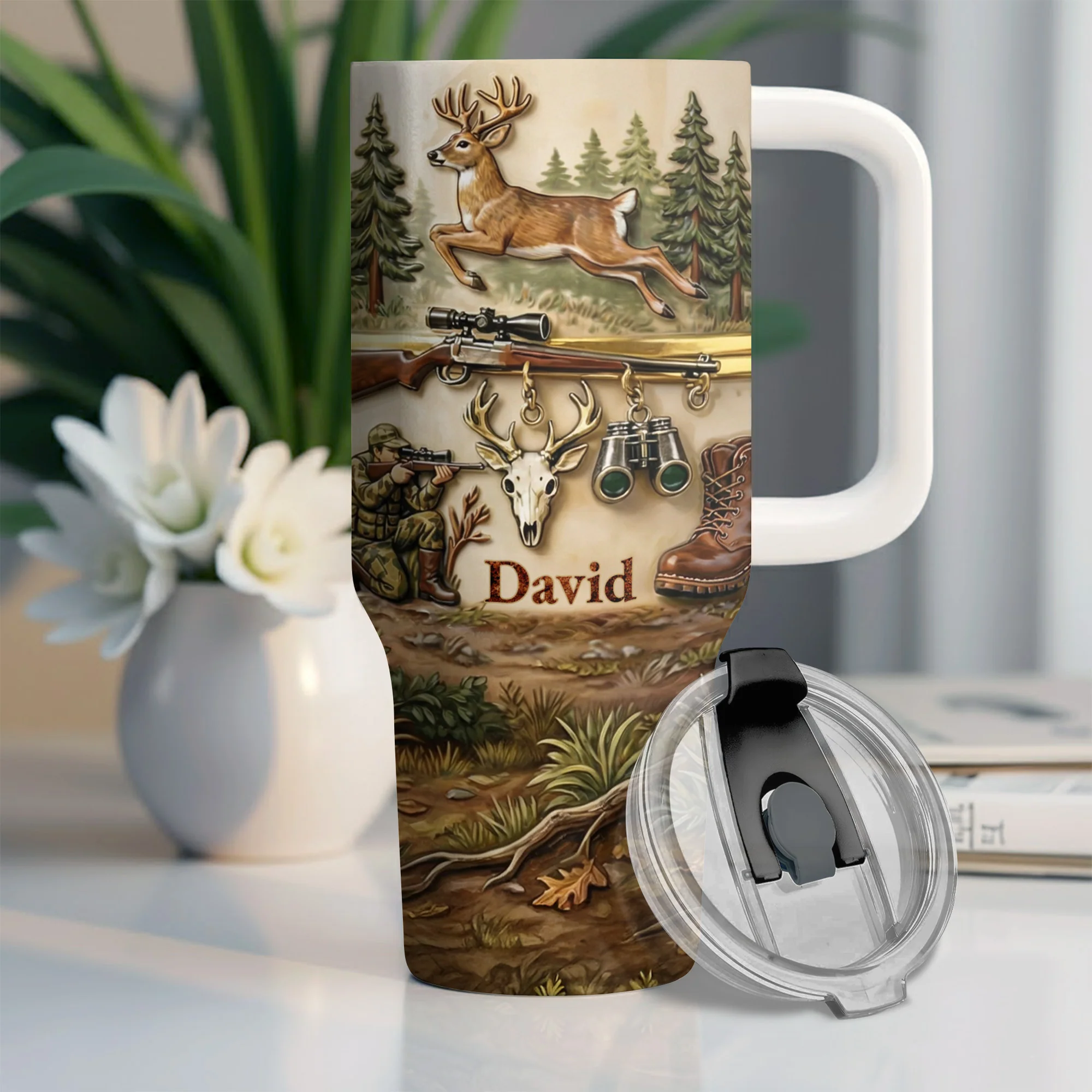Born To Hunt Deer And Rifle Wilderness Scene - Personalized 40oz Tumbler With Straw - HTG006_TBS - Image 8